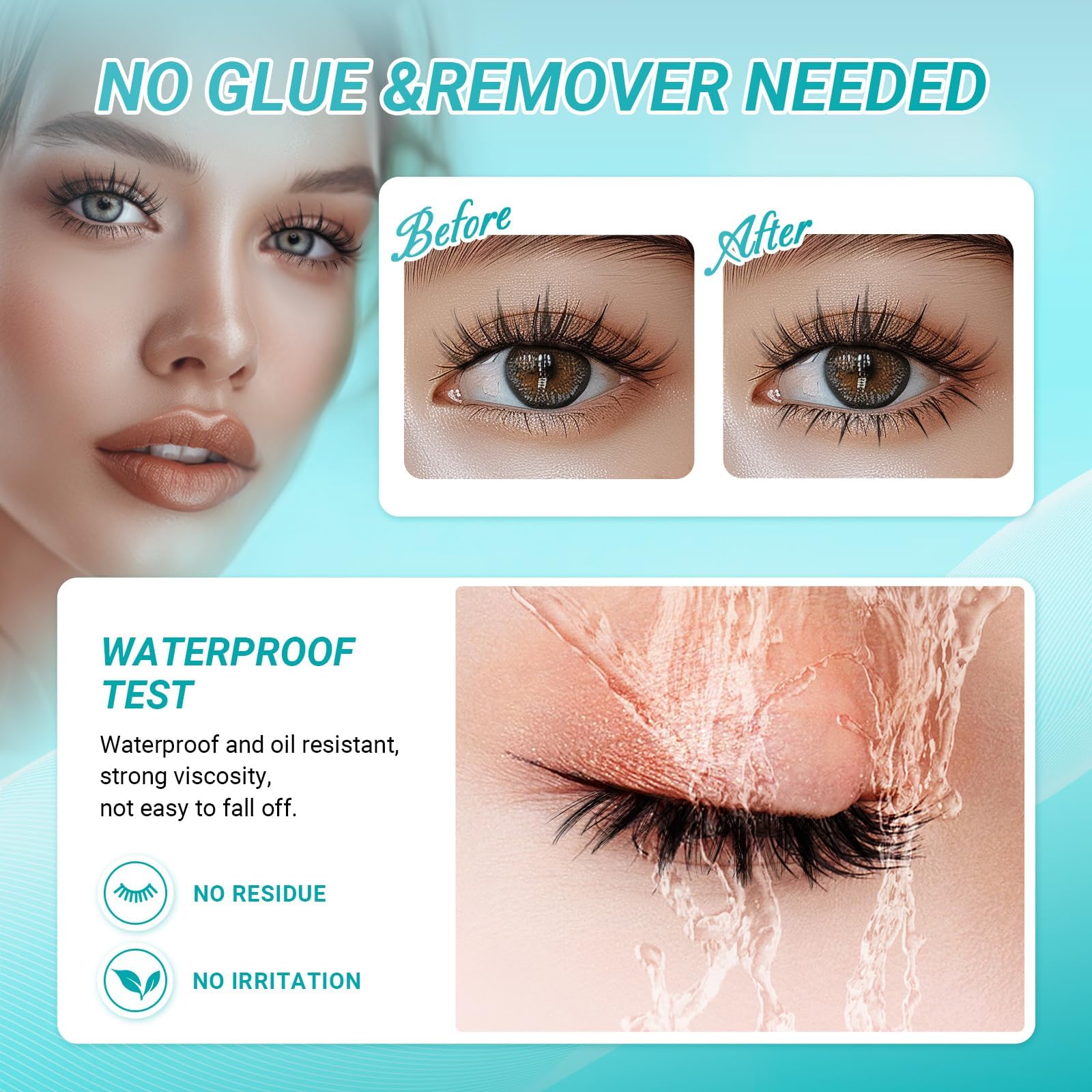 NAGARAKU Pestañas inferiores postizas 80 Pcs No Necesita Pegamento Ni Removedor Presión En Un Solo Paso Pestañas Reutilizables Prepegadas En Casa Pestañas Inferiores (BSA-01, 0,07 J Curl 6-8 mm)