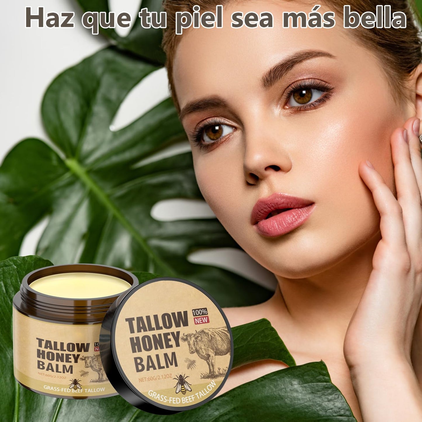 Bálsamo de miel de sebo y crema hidratante facial de mantequilla - Nutrición para rostro y cuerpo - 2 piezas