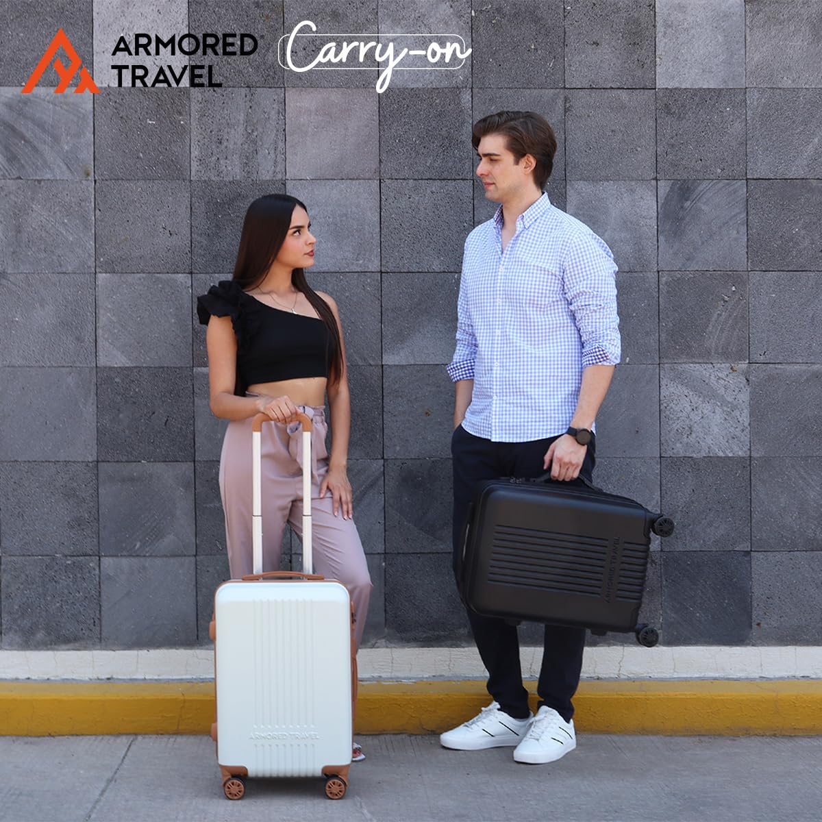 Maleta De Viaje Carry On 20" de Mano Cabina 10kg Rígida Doble Refuerzo Con * TSA Lock * Luggage suitcase Armored Travel (Beige - Palace)
