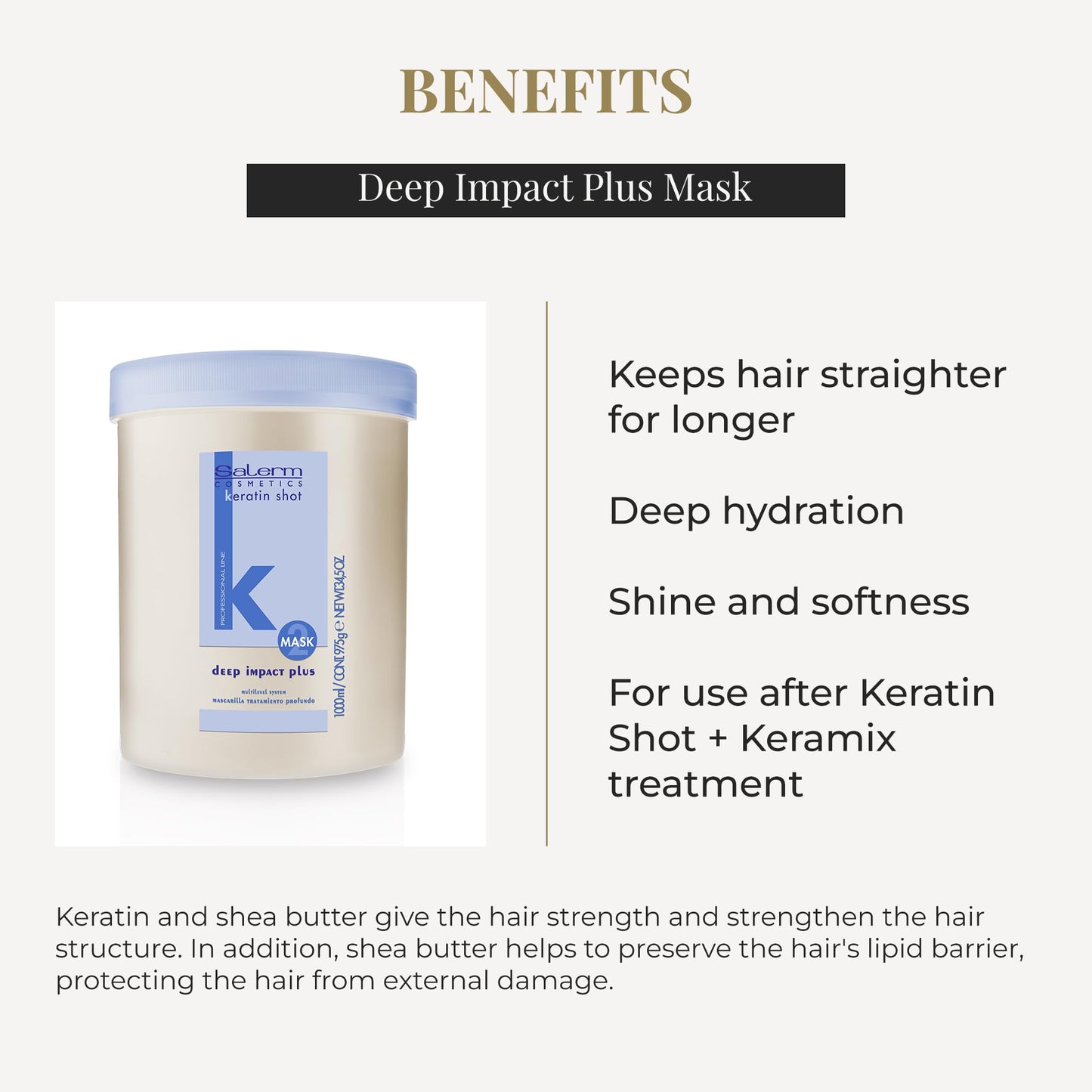 Mascarilla Capilar Salerm Keratin Shot Impacto Profundo Plus 1000ml