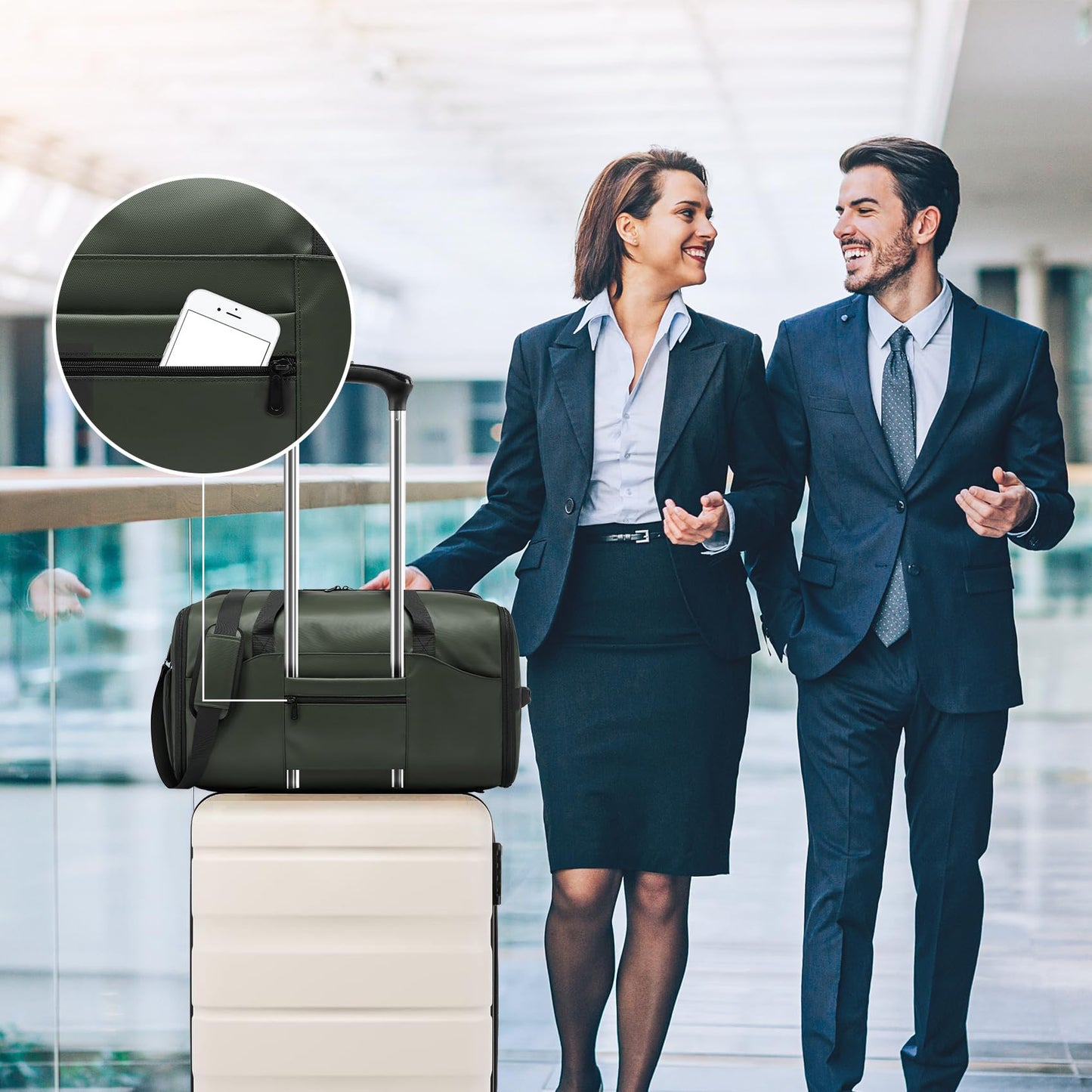 Bolsas de ropa para viajes, bolsas de traje para hombres, viajes, bolsa de ropa con compartimento para zapatos, bolsa de ropa convertible 2 en 1 impermeable con correa para el hombro,Moda y negocios