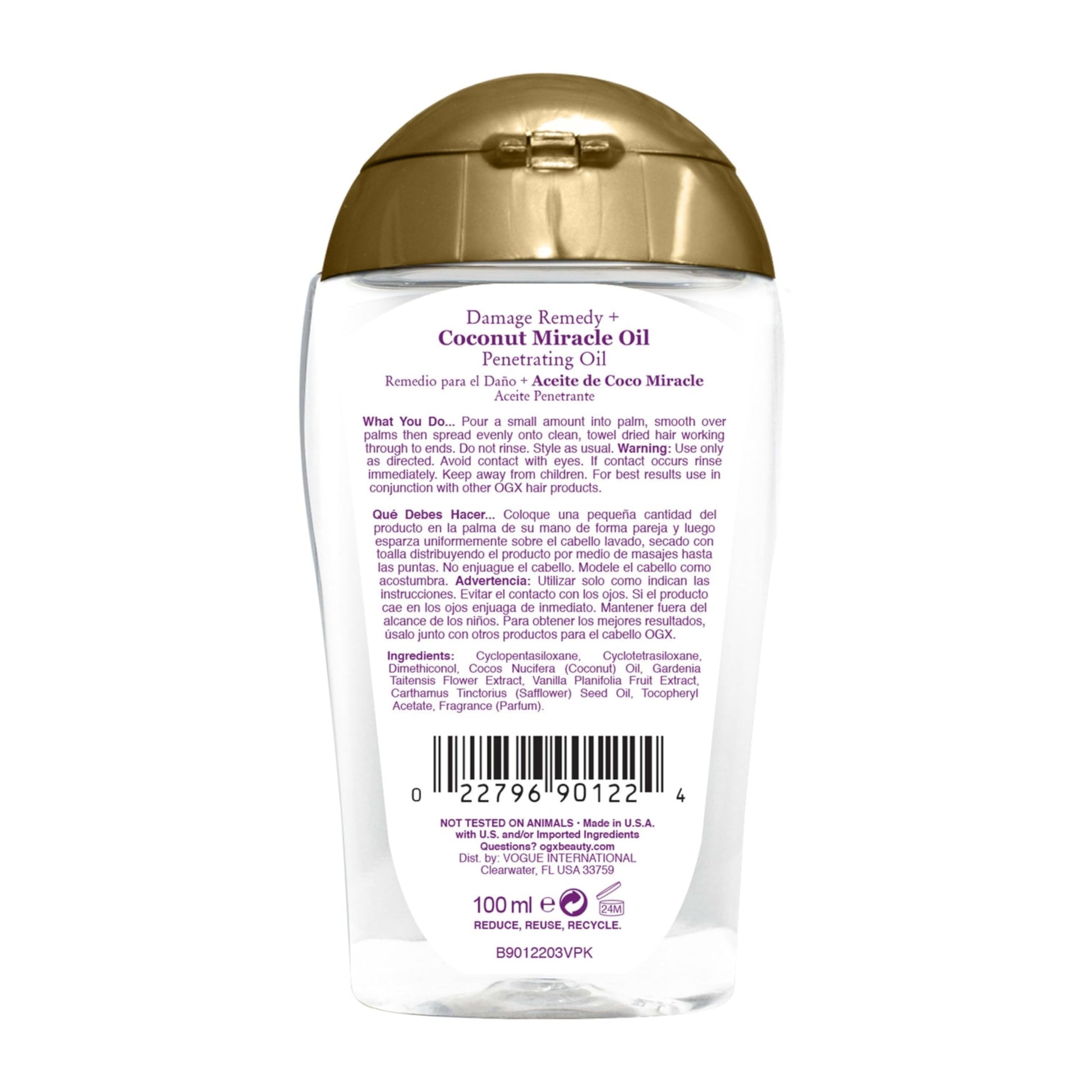 OGX, Tratamiento Capilar Reparador de Aceite de Coco, 100 ml