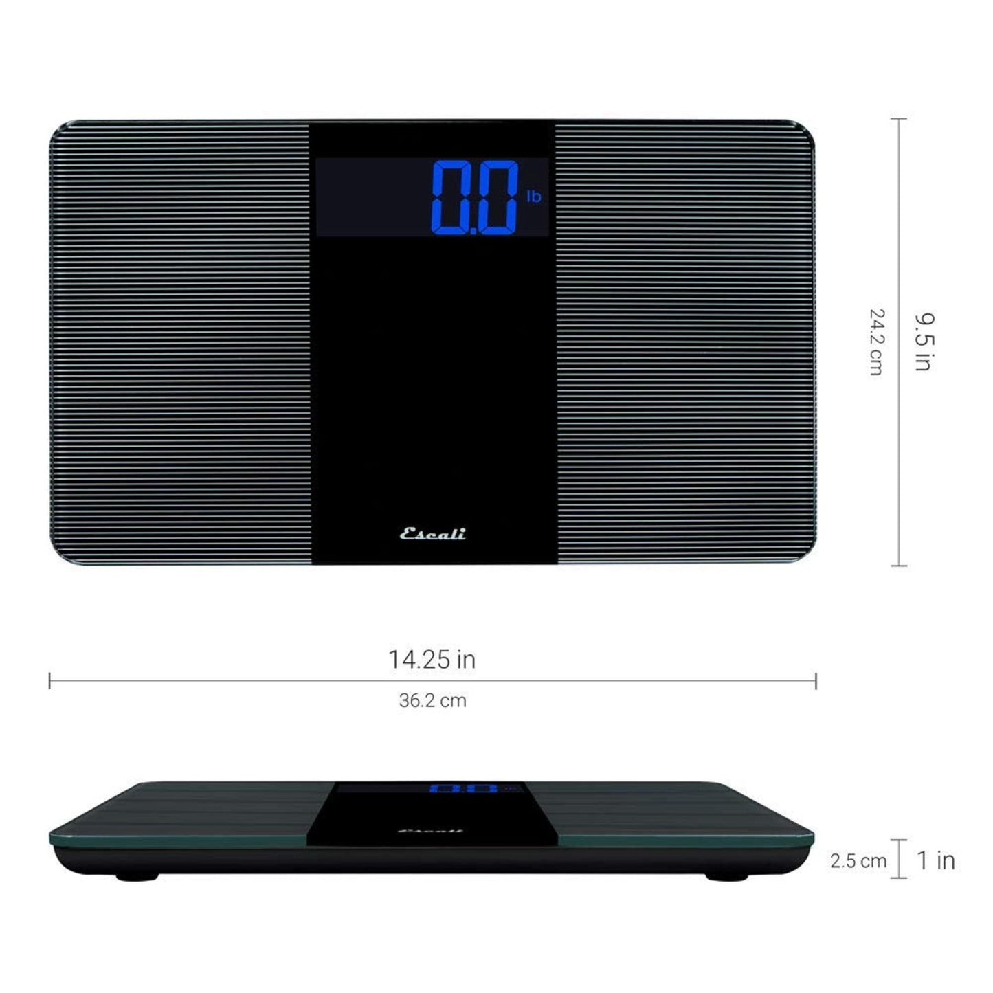 Escali Báscula digital extra ancha para baño para peso corporal con amplia plataforma para postura natural y estabilidad, alta capacidad de 400 libras, baterías incluidas