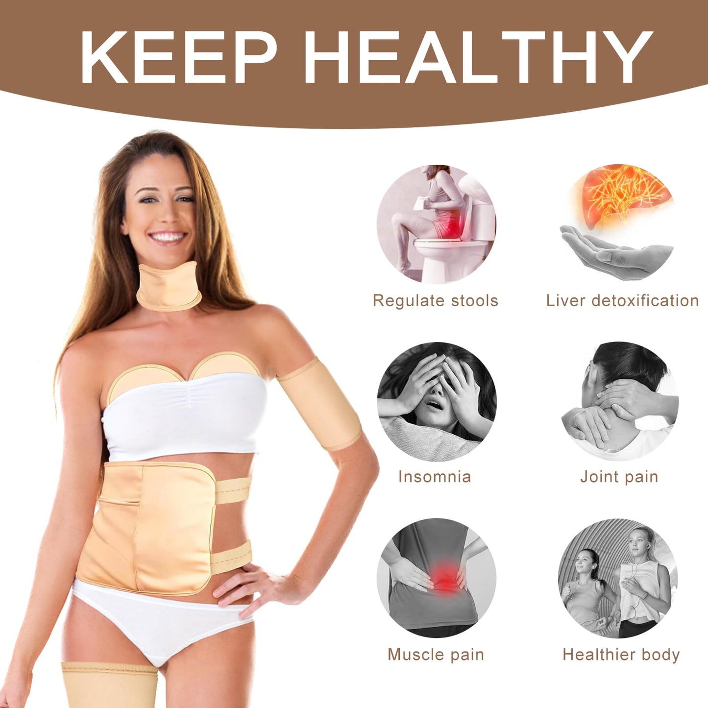 YHOVID Paquete De 6 Pzas De Aceite De Ricino Envoltura De Algodón Orgánico Para Detox Hígado, Estómago, Vientre, Cuello, Pecho Y Cuerpo Completo, Kit De Almohadillas Reutilizables Para Compr