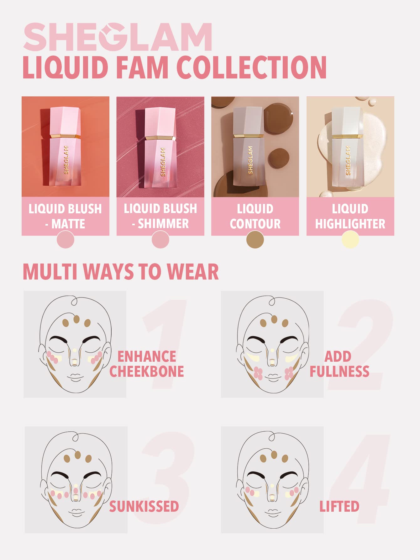 SHEGLAM Maquillaje con rubor líquido Color Bloom Dayglow para mejillas con acabado brillante - Devoted