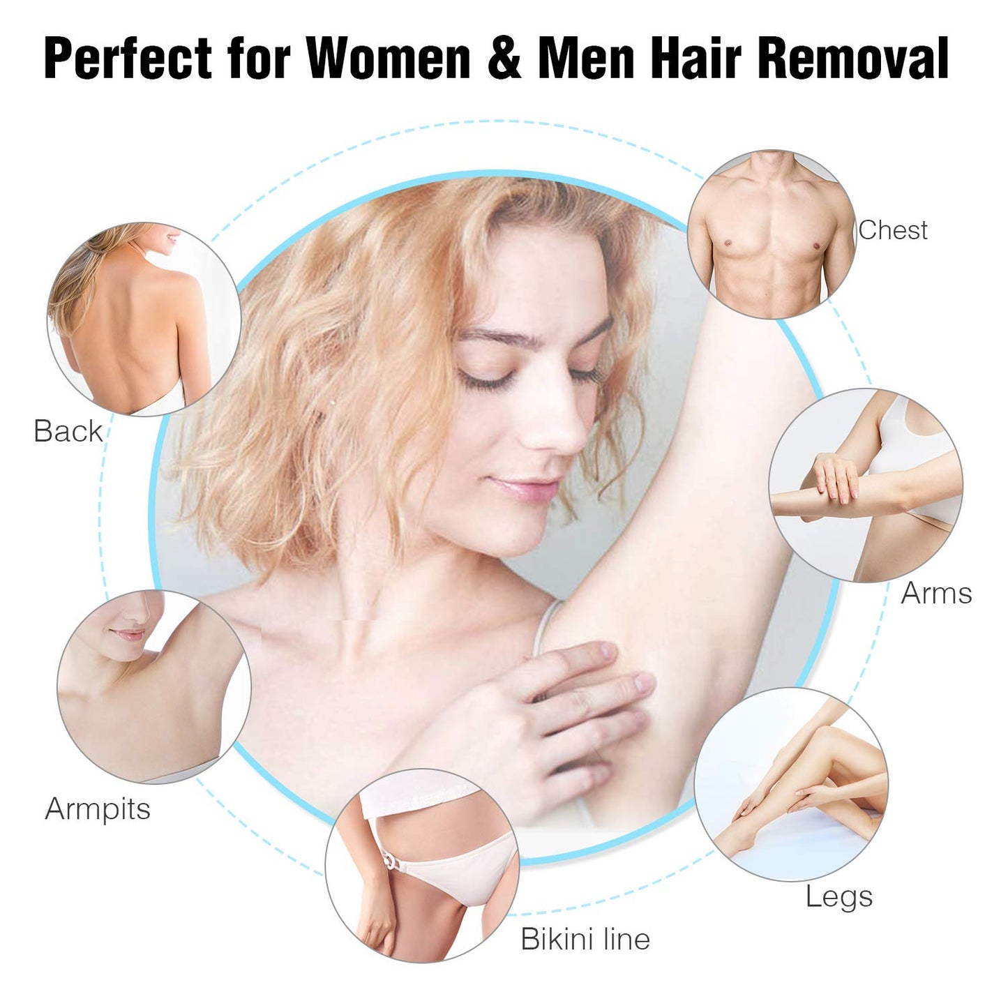 Depiladora Permanente IMENE Azul con Tecnología IPL Efectiva para Mujer y Hombre