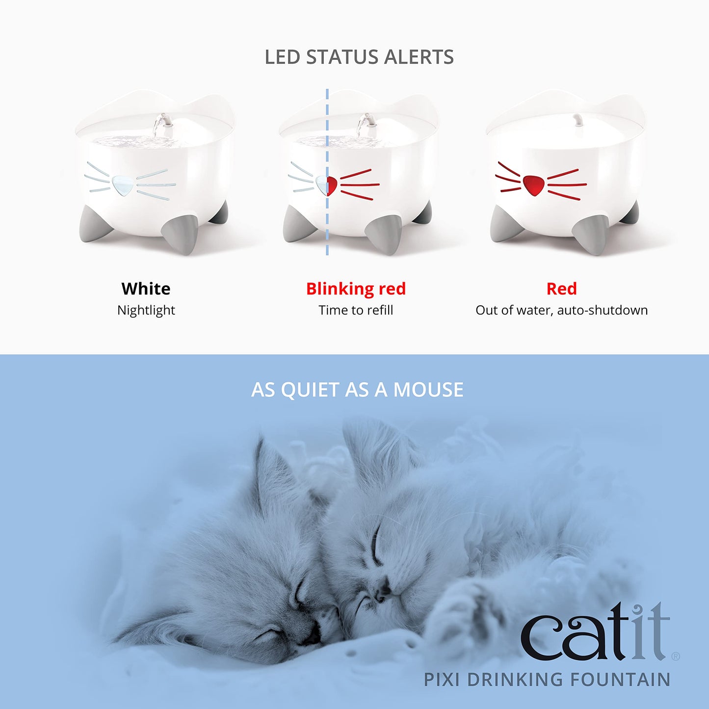 Catit PIXI - Fuente de Agua para Gatos con Triple Filtro y Opciones ergonómicas para Beber, Color Rosa