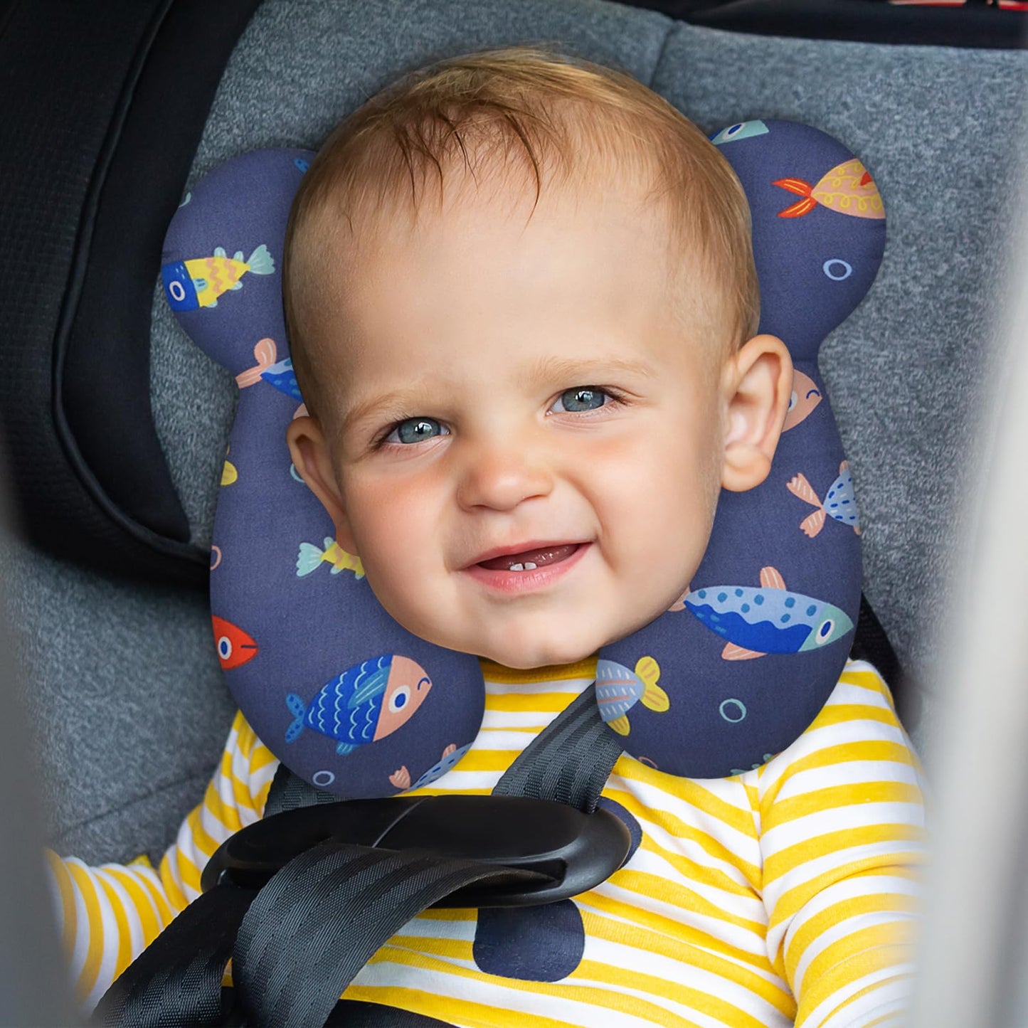 Almohada de viaje para bebé, cojín suave y agradable a la piel para asiento de coche, carriola y carriola (estilo G)