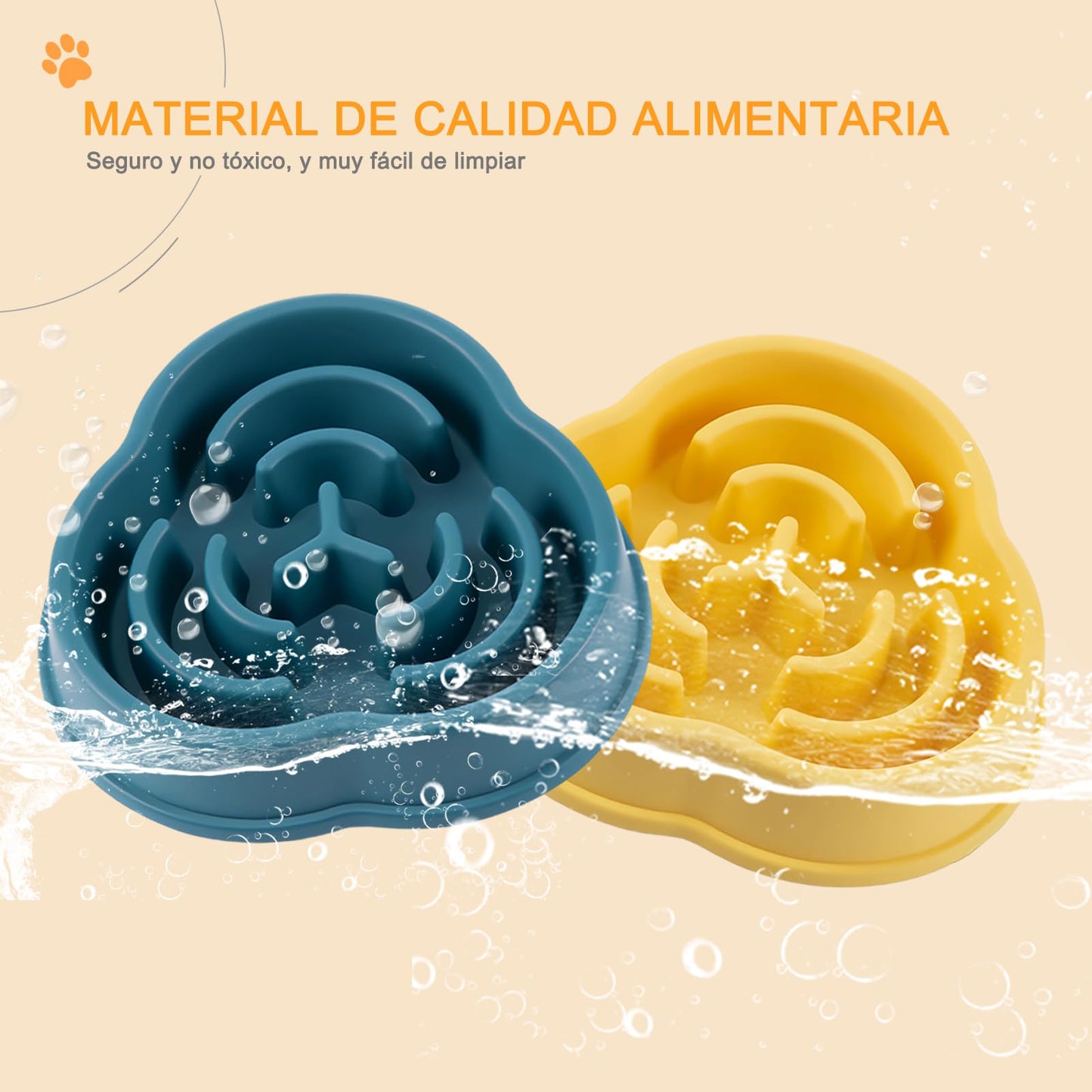 LURI 2pk Plato para Perro alimentación Lenta, Plato para Perro con Alfombrilla Antideslizante, tazones para Perro Que Ayuda a Las Mascotas a digerir. Adecuado para Mascotas pequeñas y Medianas