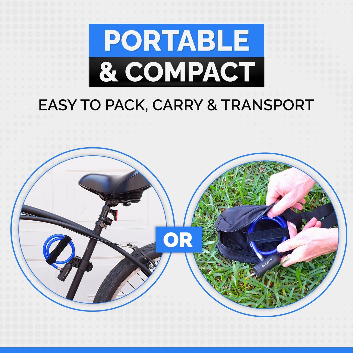 DocksLocks - Juego de bloqueo de cable para bicicleta con cerradura de llave, soporte de montaje, seguridad antirrobo portátil y compacto para bicicletas, scooters y más de 4 pies
