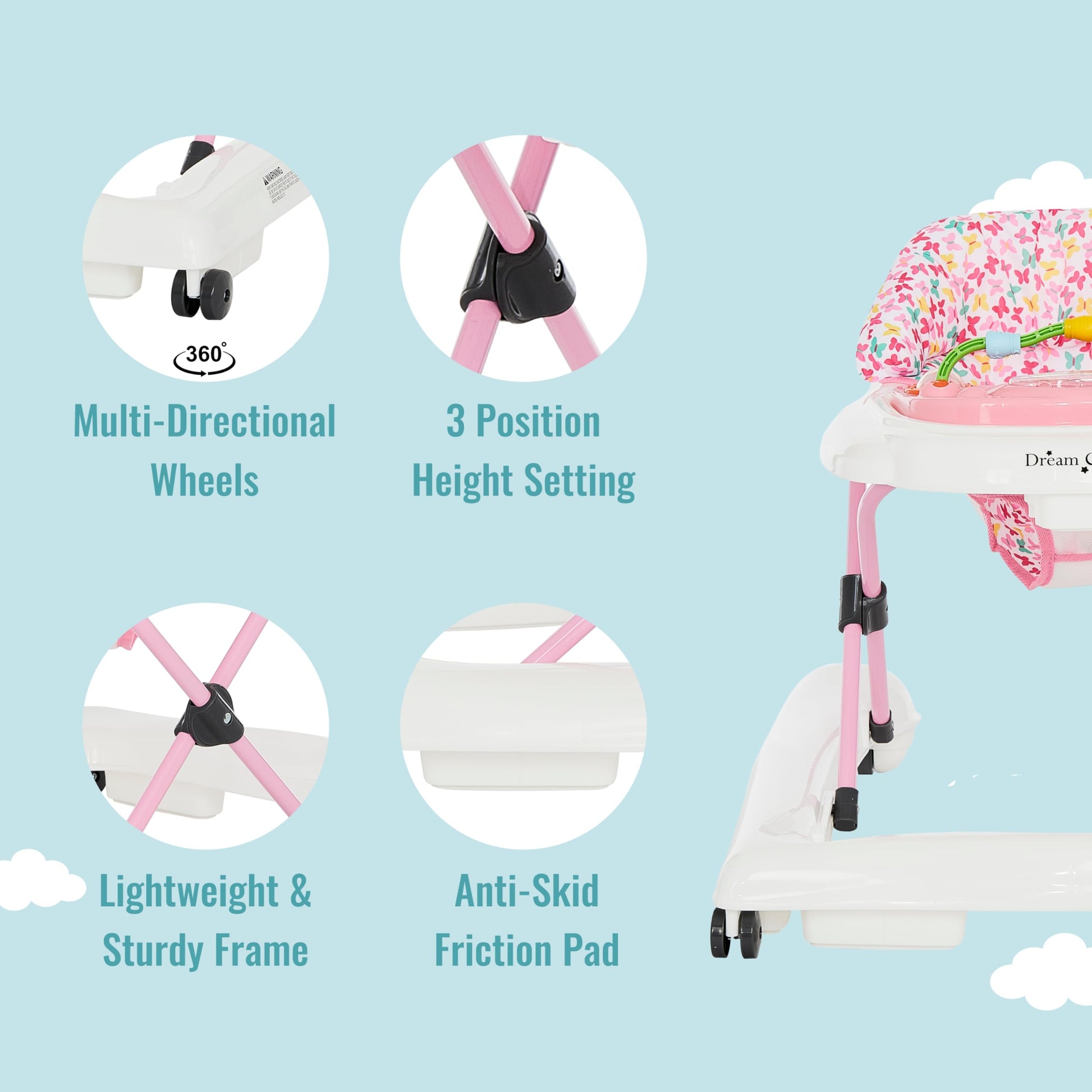 Andador 2 en 1 Dream On Me Spring Pink Ava