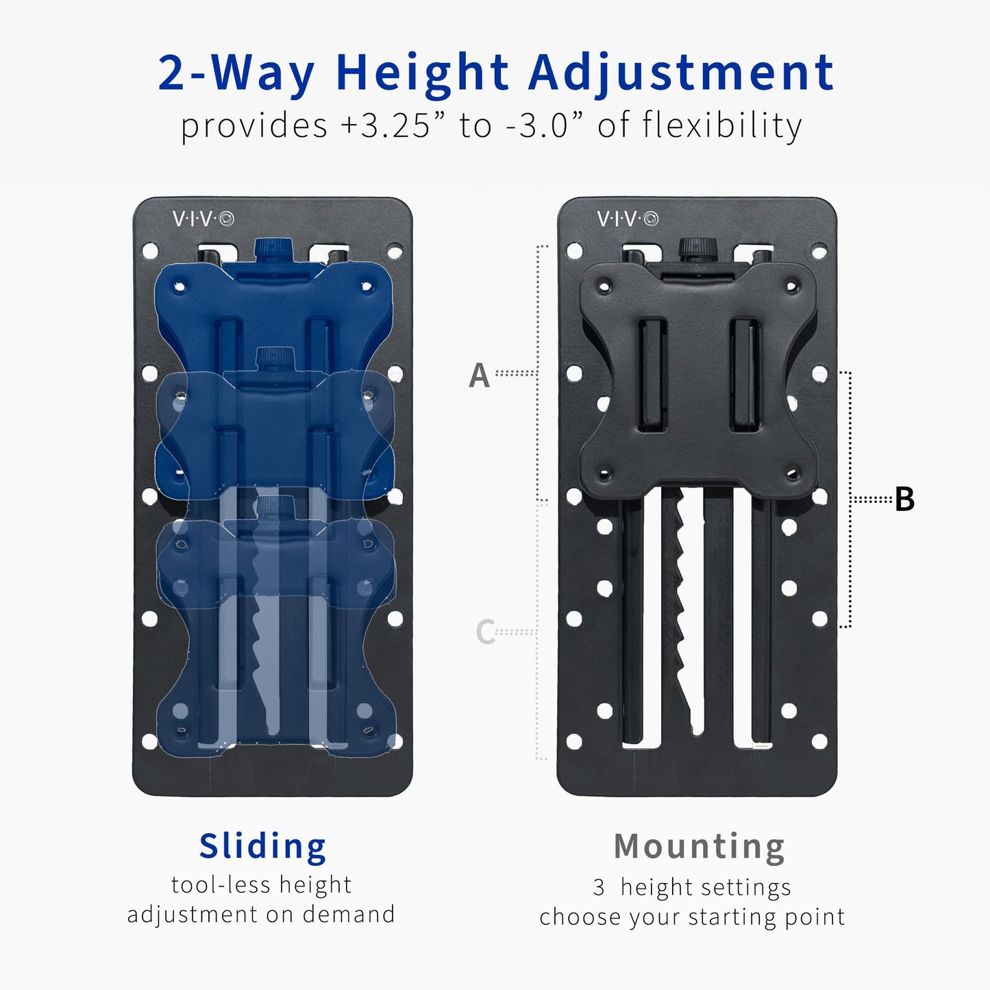 Adaptador VESA Vivo Negro de Altura Ajustable para Monitor Individual de 13 a 27 Pulgadas