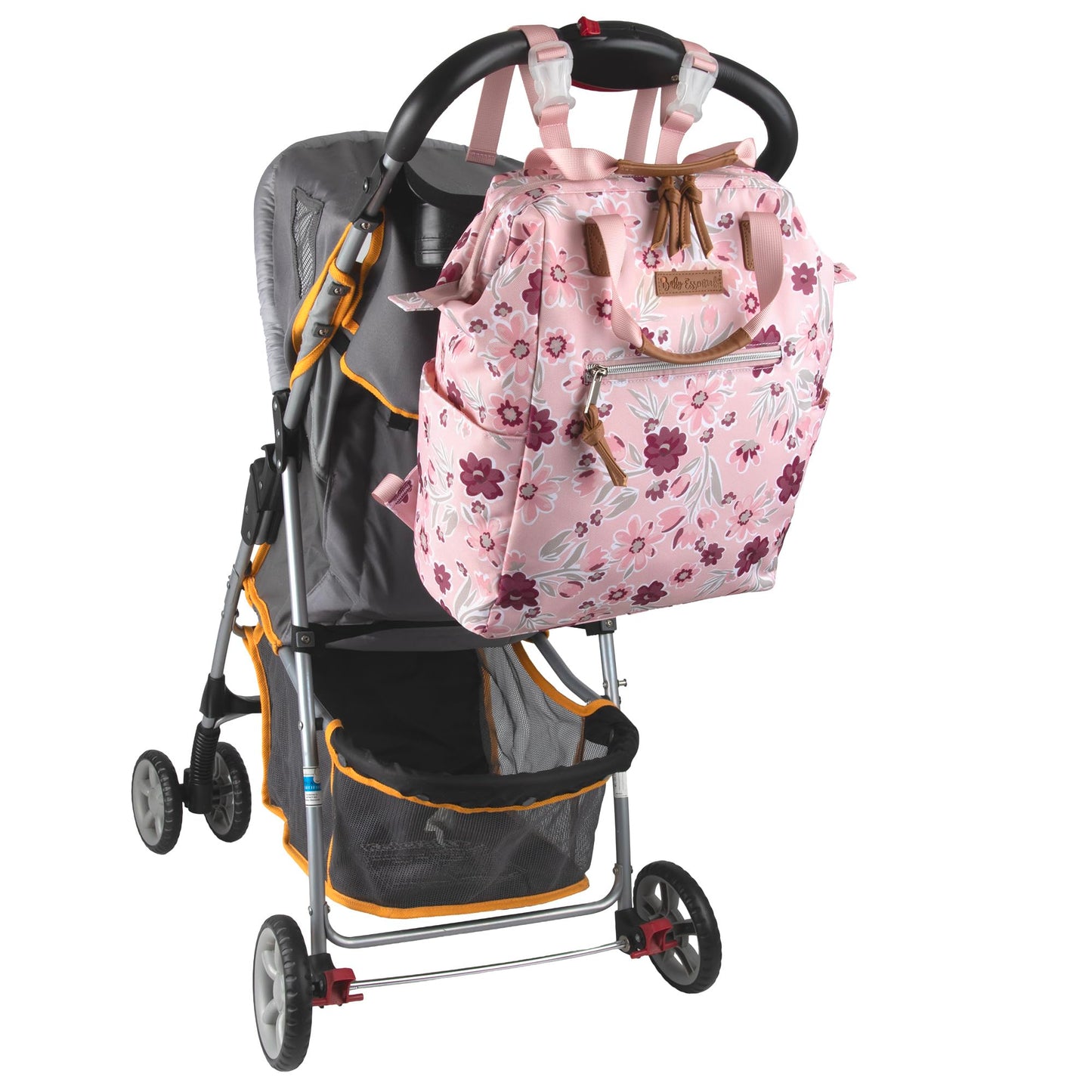 Baby Essentials - Mochila de pañales con marco principal súper enfriadora con cambiador, correas para carriola, compartimento aislado para botellas