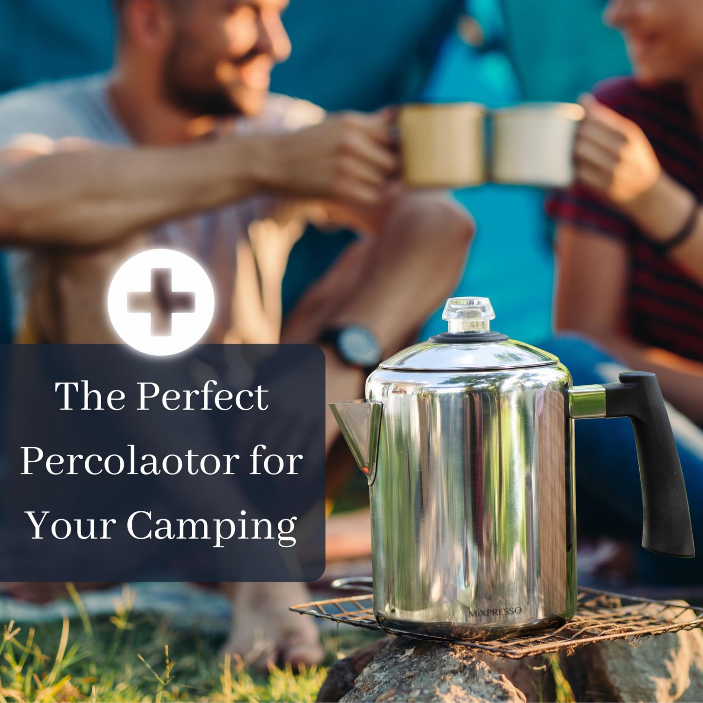 Mixpresso - Cafetera percoladora de acero inoxidable, excelente para camping, cafetera de 5 a 8 tazas