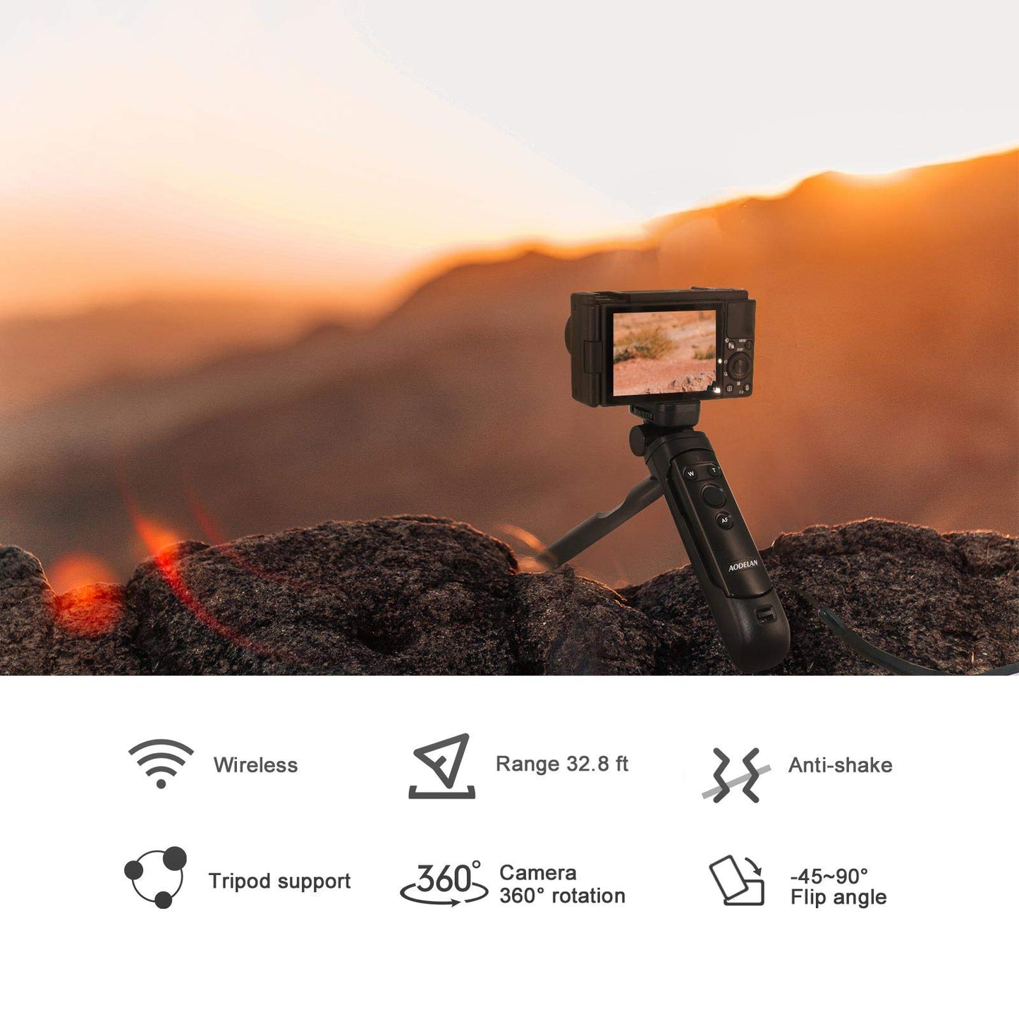 AODELAN - Agarre de disparo para cámara, mini trípode con obturador remoto inalámbrico BR-E1B para cámaras Canon EOS R3 R RP R5 R6 90D M50 SL2 PowerShot SX70 HS, reemplaza a Canon HG-100TBR