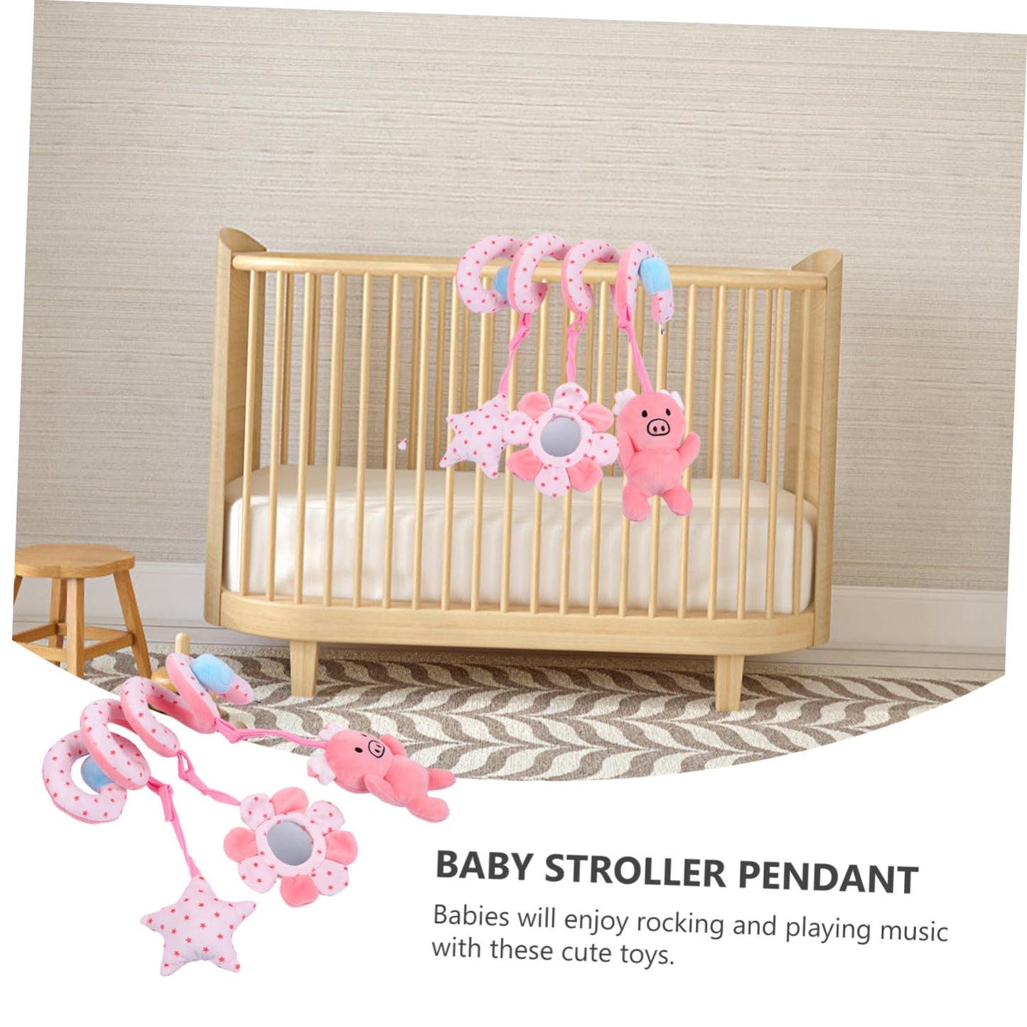 FAVOMOTO Juguete Colgante Cuna Alrededor Juguetes Infantiles Peluche Juguetes de Cama para Bebe Cochecito Juguetes Colgando Cochecito de Juguete Carretilla Colgante bebé Felpa Corta Rosa