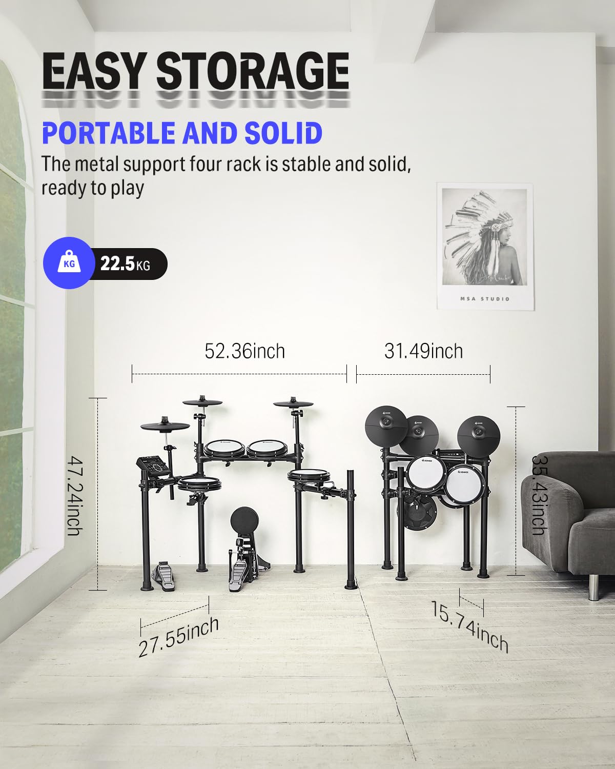 Donner DED-200 - Batería electrónica con pads de tambor de malla silenciosos, 2 platillos con función de choque, 31 kits y más de 450 sonidos, banqueta, auriculares, baquetas, USB MIDI, lecciones