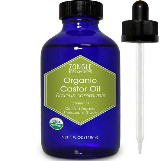 Zongle USDA Certified Organic Castor Oil, Cold Pressed, Ricinus Communis, 4 oz