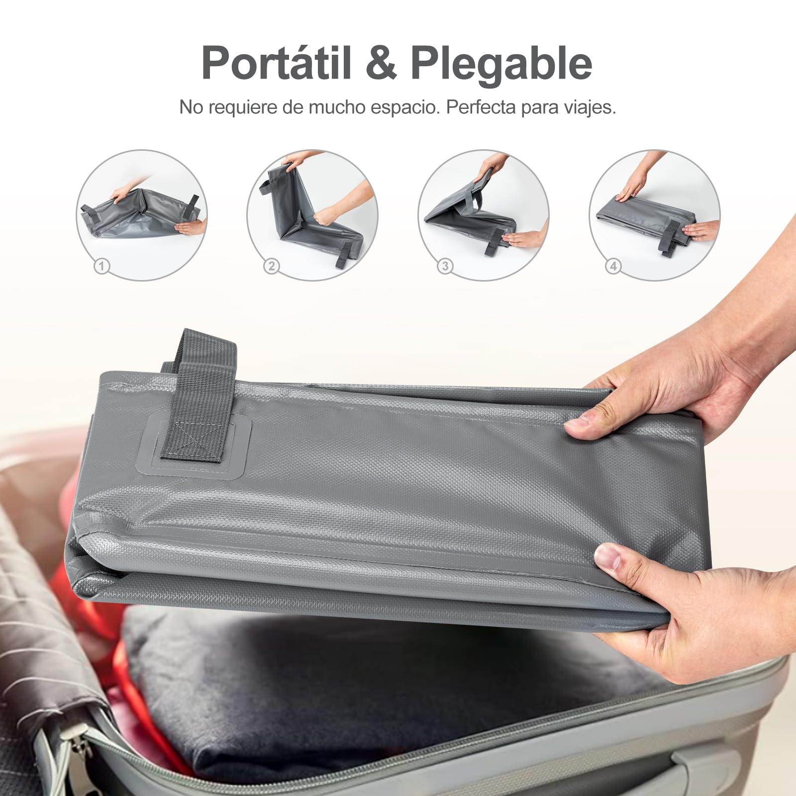Caja de Arena Portátil LESUCCI Gris Plegable Impermeable para Gatos Medianos y Pequeños