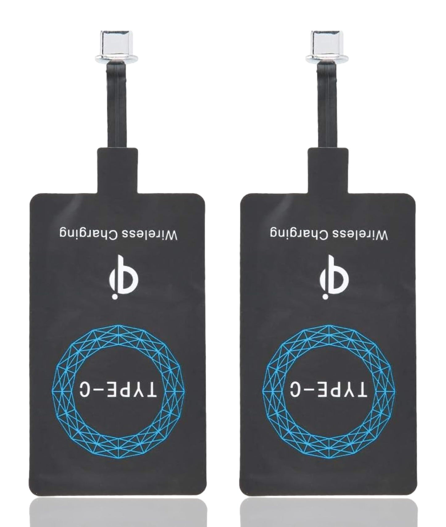 Hakeeta Cargador inalámbrico QI Tipo C, Receptor de Carga con Adhesivo Autoadhesivo de 2 Piezas, Silicona autoadhesiva, liviano y pequeño, para teléfono móvil USB-C