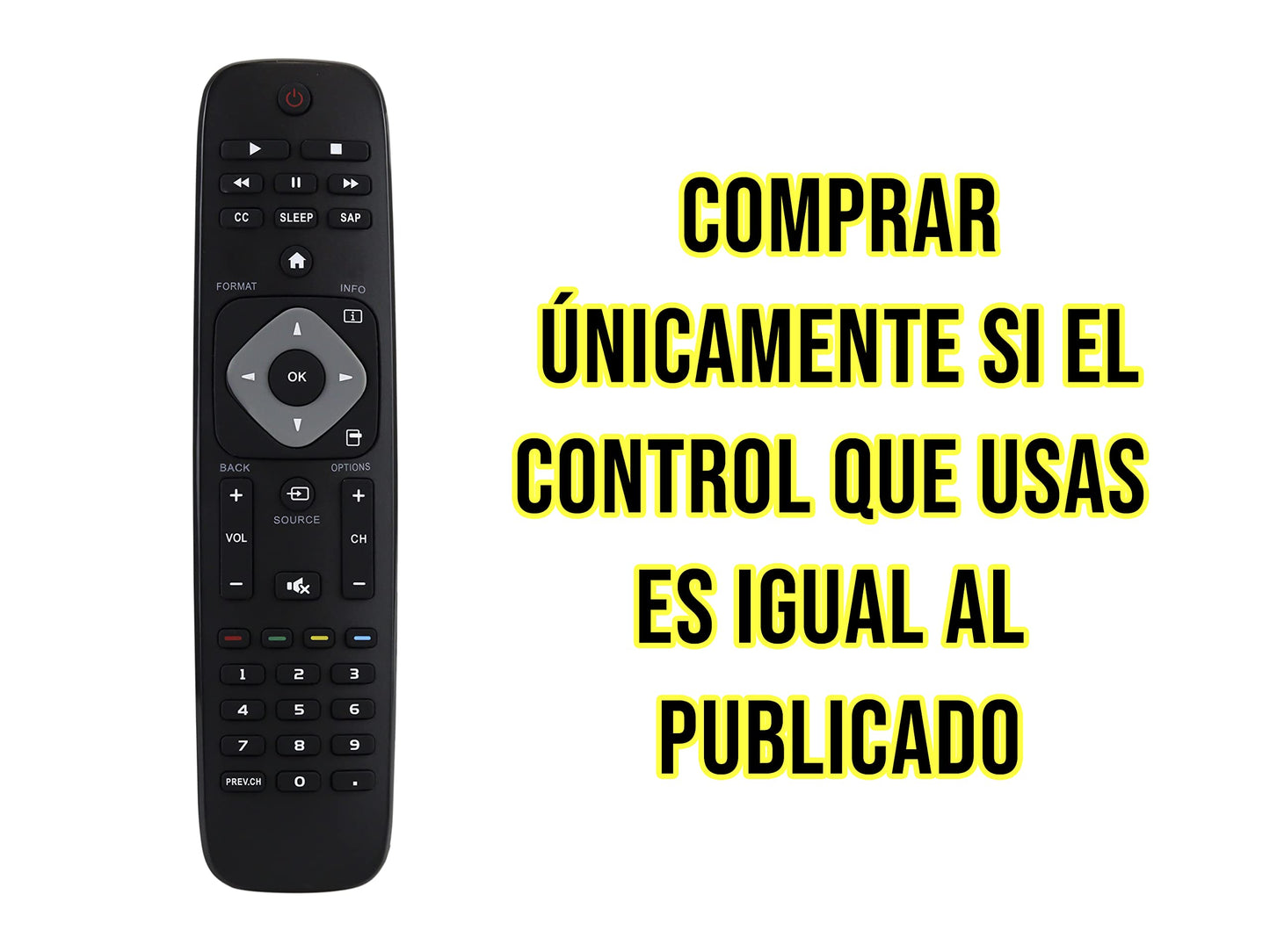 Control Remoto Compatible con Philips Smart TV Pantalla Directo SF308 URMT39JHG001 24PFL4508, 24PFL4508/F7, 29PFL4508, 29PFL4508/F7, 32PFL4508, 32PFL4508/F7, 39PFL2708, 39PFL2708/F7, 40PFL1708