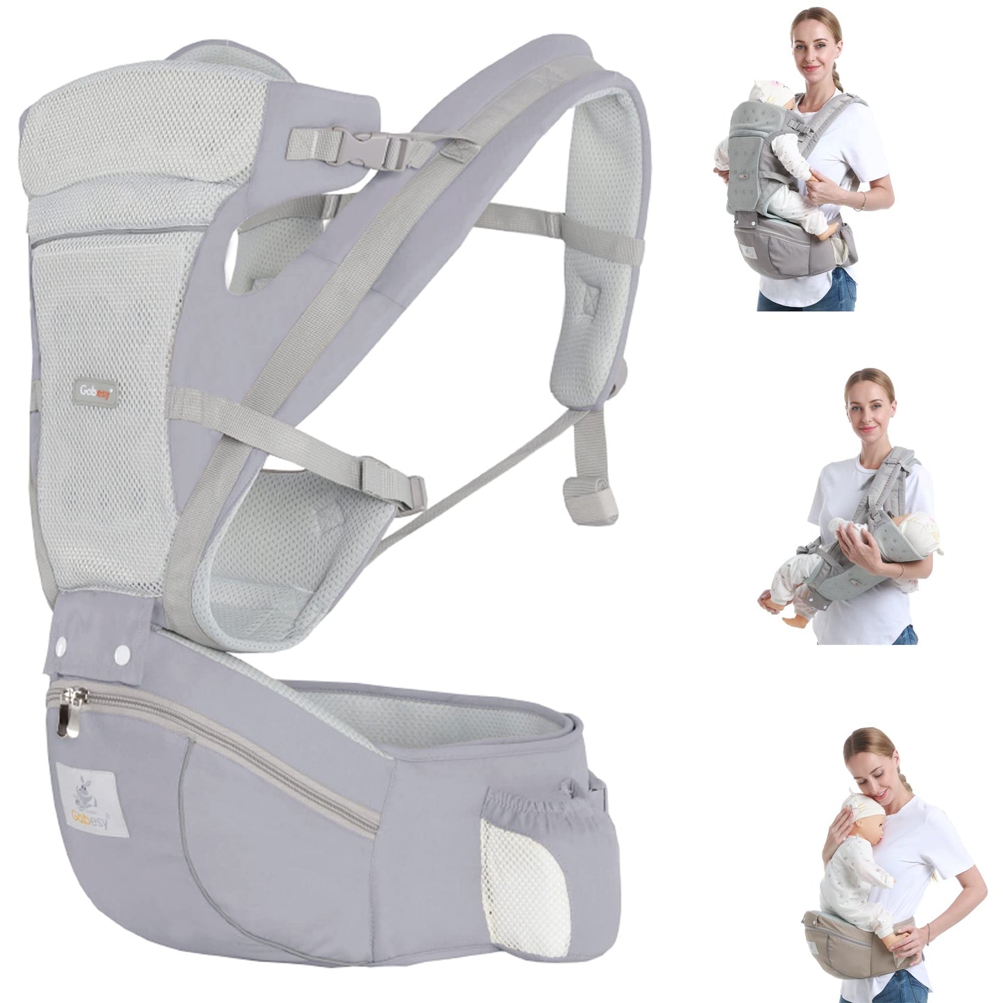 Canguro SNORF Amarillo Ergonómico y Ajustable con Asiento para las Caderas para Bebés de 0 a 36 Meses