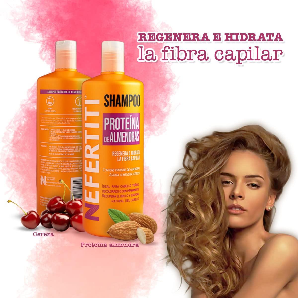 Shampoo y Acondicionador Nefertiti Almendras para Cabello Teñido 1L