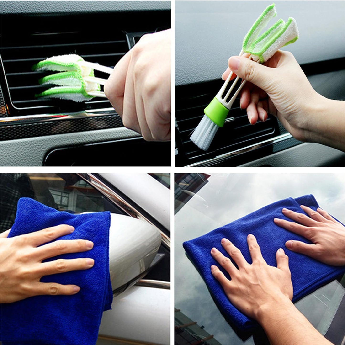 Bonieset Chenilla Microfibra Cepillo para Polvo de Lavado de Coche con Mango Largo, Kit de Limpieza de Coche Incluye Cepillo de Lavado de Coche, Cabezales de fregona, Toalla, Plumero de ventilación