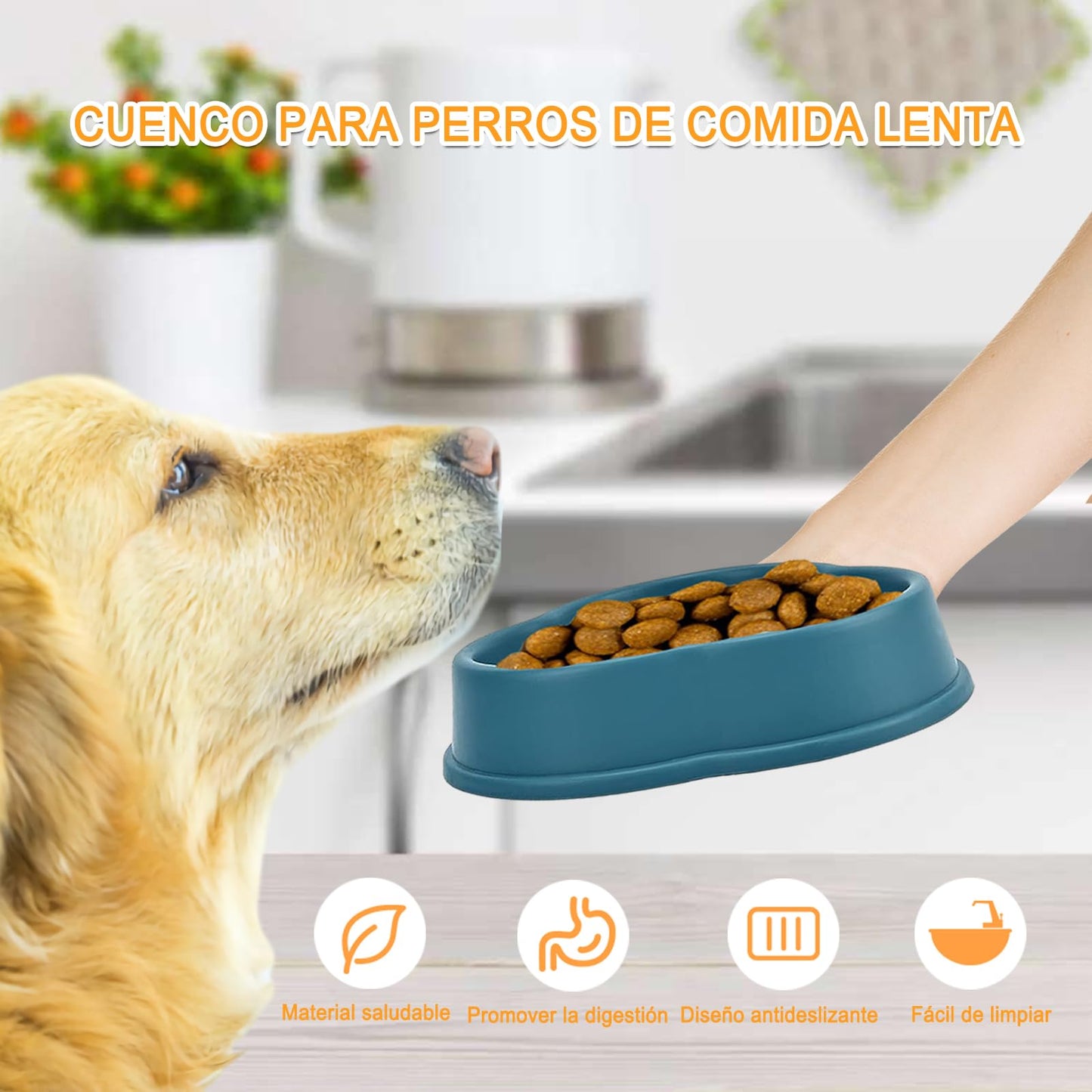 LURI 2pk Plato para Perro alimentación Lenta, Plato para Perro con Alfombrilla Antideslizante, tazones para Perro Que Ayuda a Las Mascotas a digerir. Adecuado para Mascotas pequeñas y Medianas