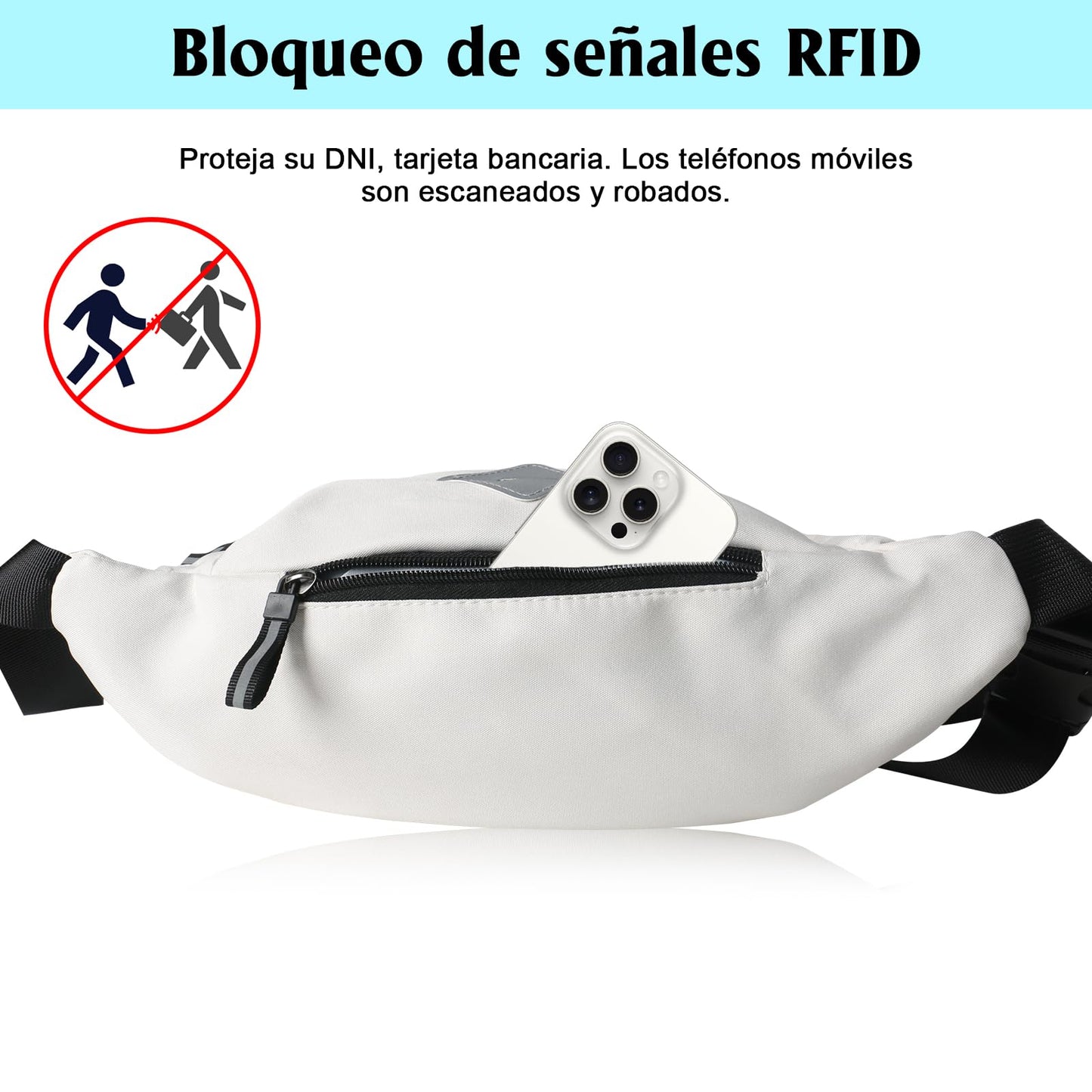 EUARD Riñonera Unisex Resistente al Agua con Correa Ajustable - Bolsa Bandolera Multibolsillos para Viajes, Senderismo, Running y Uso Diario - Ideal para Hombres y Mujeres((Blanco)
