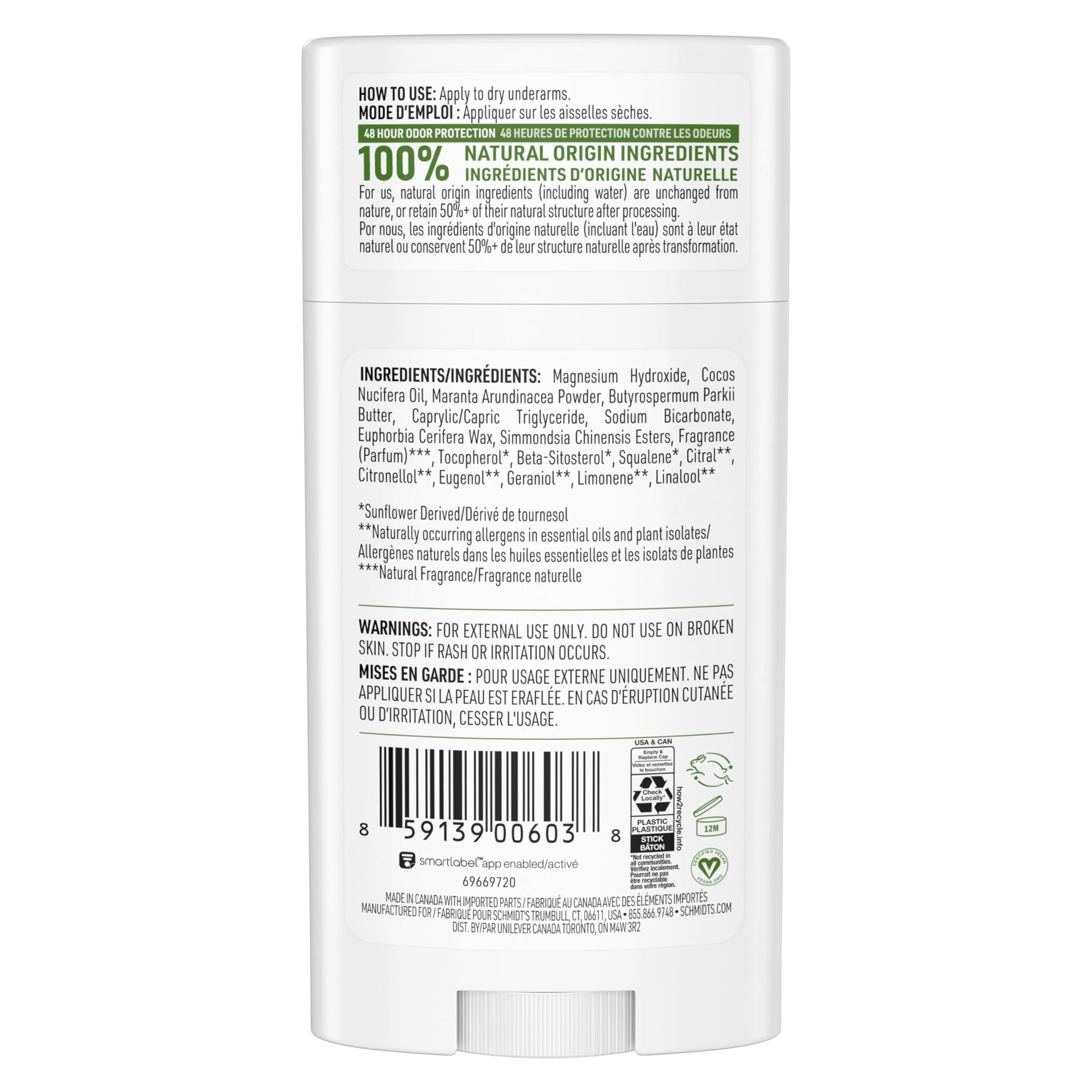 Schmidt's Bergamot + Lime Natural Deodorant - 2.65oz