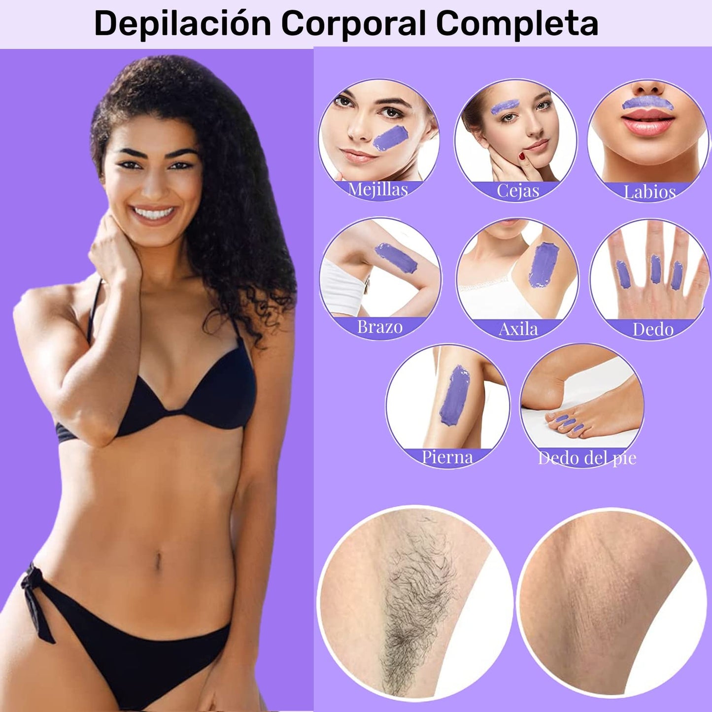 Cera para Depilar, Cera Depiladora con 500g Perlas de Cera Dura, Kit Cera Española para Depilar para Cejas | Bikini, Piernas, Axilas y Más, Calentador de Cera Eléctrico para Depilación con 20 Espátulas y 2 Frascos de Spray Tratante (Blanco)