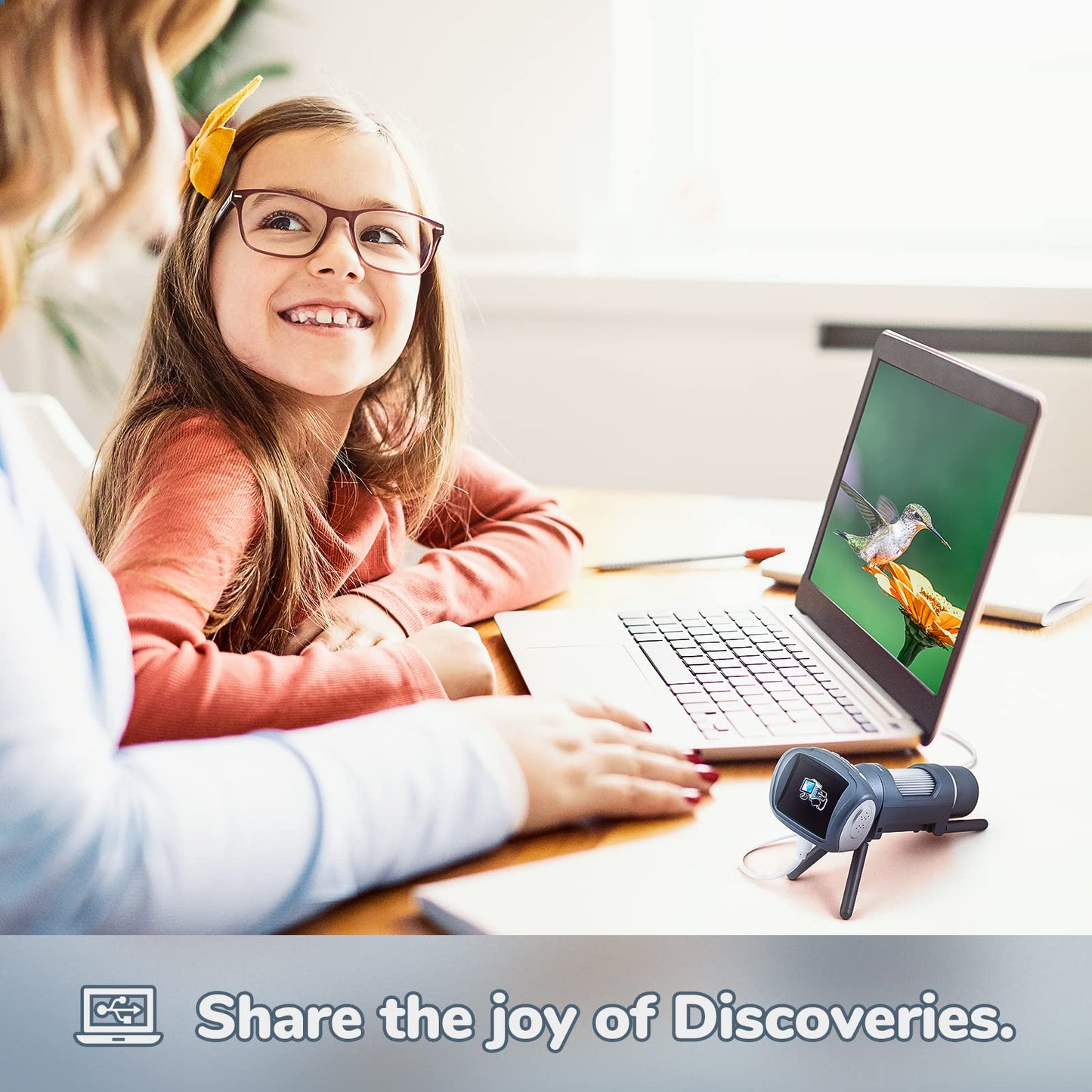 Andonstar Ad012 Kit De Microscopio Portátil Para Niños, Microscopio Infantil Lcd De 2" Con Portaobjetos Preparados, Tarjeta Sd De 8G, Compatible Con Windows Pc, Juguetes Educativos Stem Para Uso En Interio