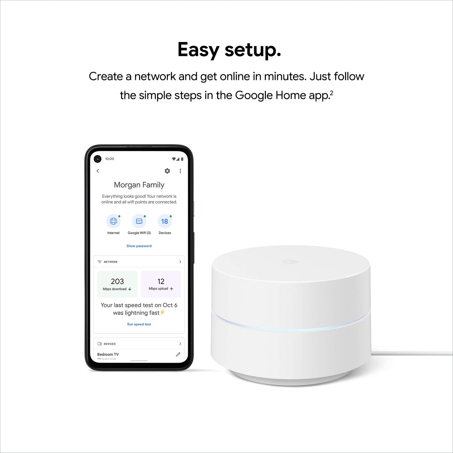 Google WiFi AC1200 - Sistema WiFi de Malla - Enrutador WiFi - Cobertura de 1500 pies Cuadrados - 1 Paquete
