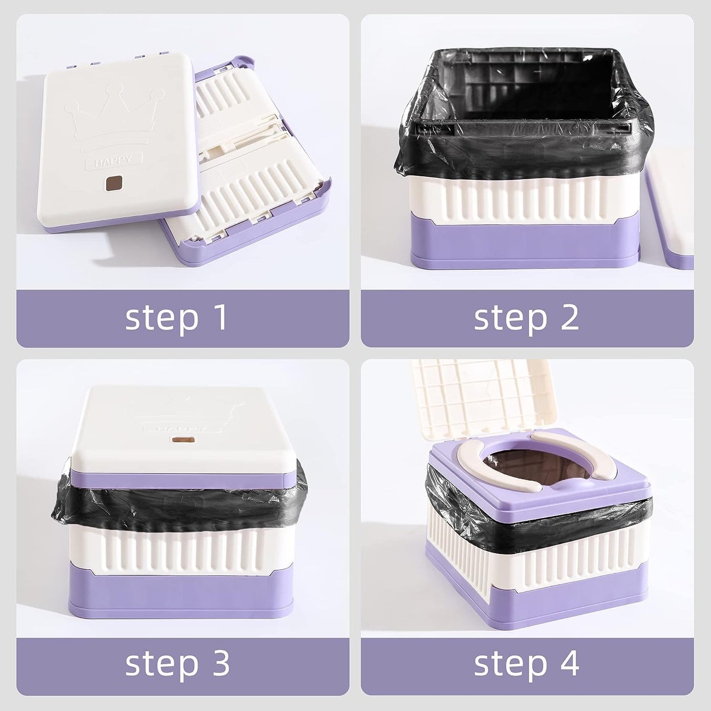 Orinal Portátil Plegable Para Niños Baño Viajero Púrpura