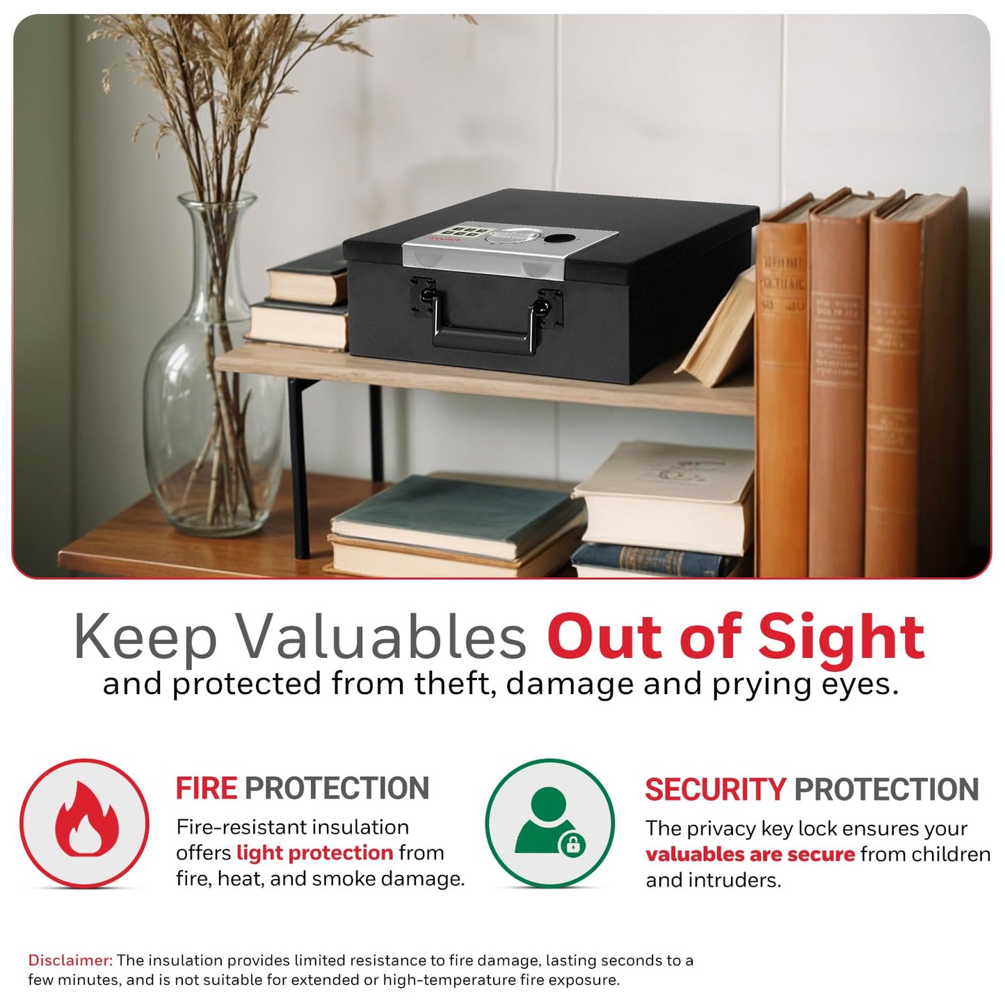 Honeywell Caja de Seguridad Digital Hecha de Acero Resistente al Fuego, 0,26 pies cúbicos, 0.26 Cubic Feet, Negro