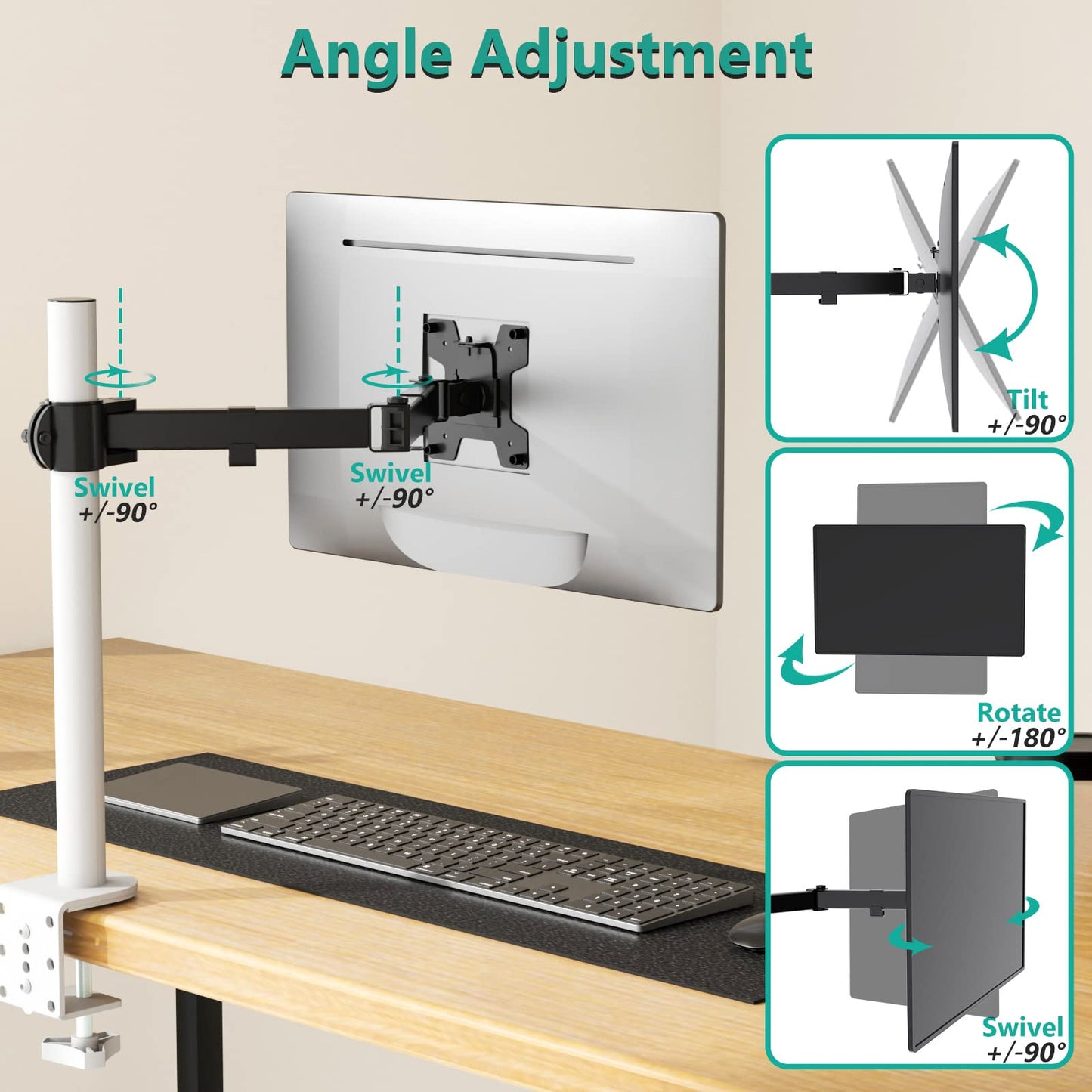 Brazo de Monitor Ajustable WALI Negro con Soporte VESA