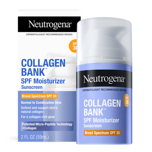 Neutrogena-Crema hidratante facial Collagen Bank con protector solar FPS 30, crema antienvejecimiento diaria para rostro y cuello con colágeno, micropéptidos y FPS para apoyar y proteger la piel.