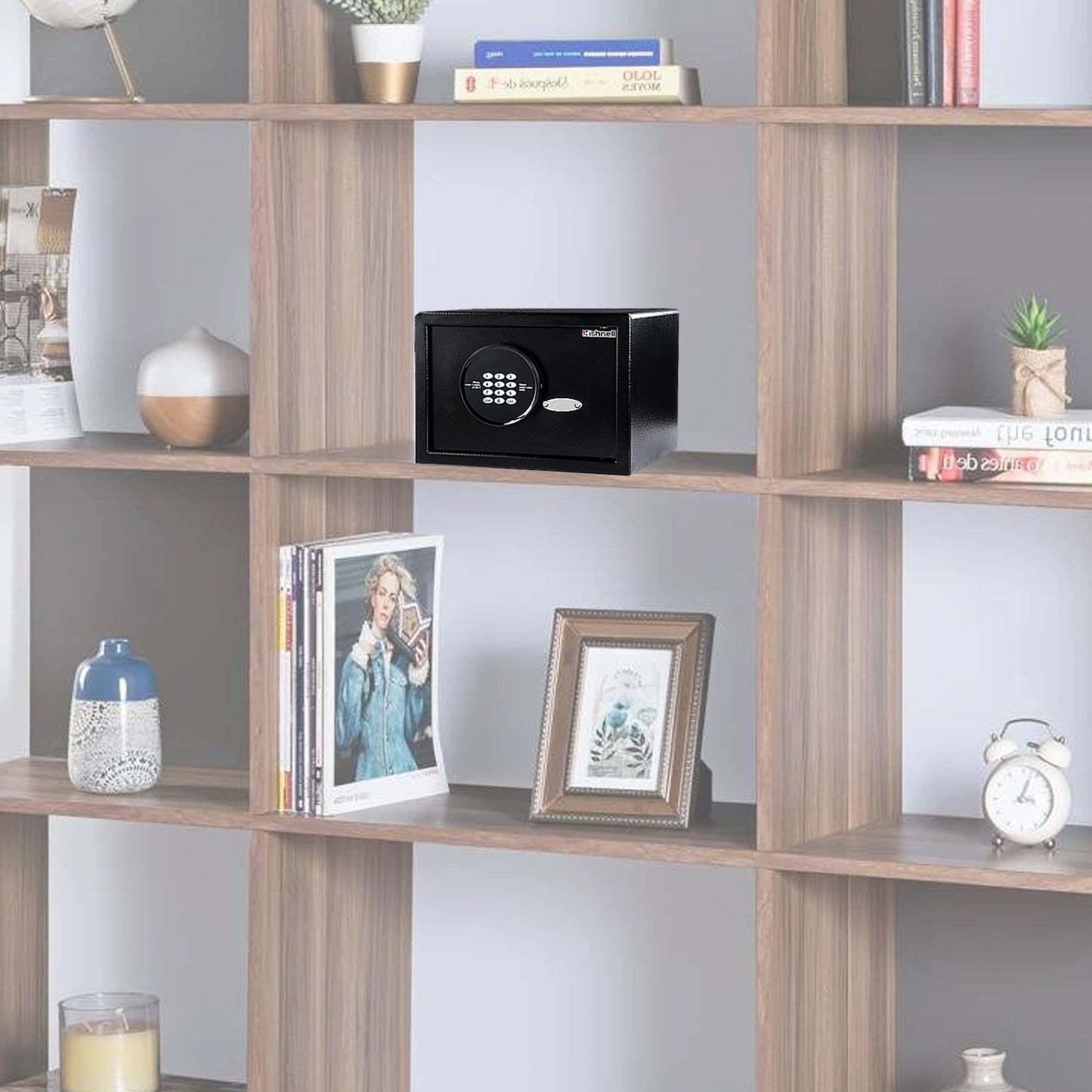 Kishnell | Caja Fuerte de Seguridad Electronica Pantalla LCD Personal Fija Metalica OficIna Hogar Hotel con Llave