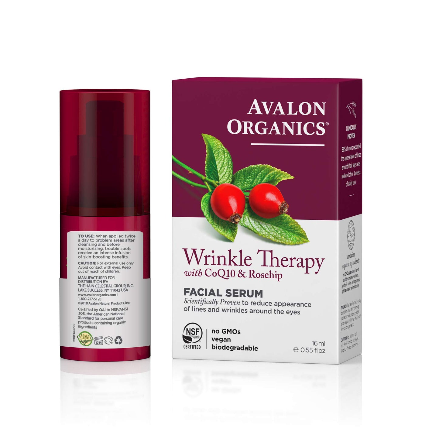 Avalon Organics CoQ10 Repair Wrinkle Defense Serum for Unisex Serum 0.55 oz