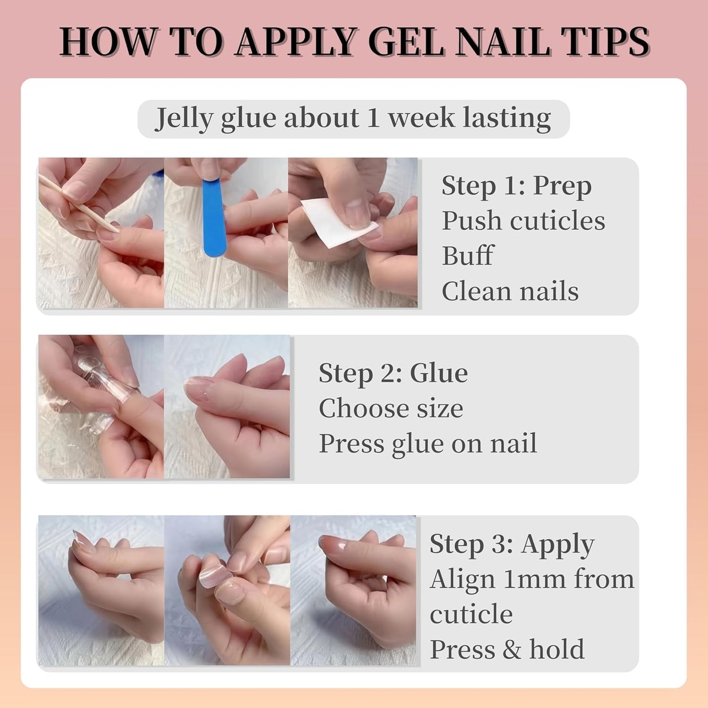Woakess False Nail 1ml 24 Piezas U?as Postizas Cortas Largas