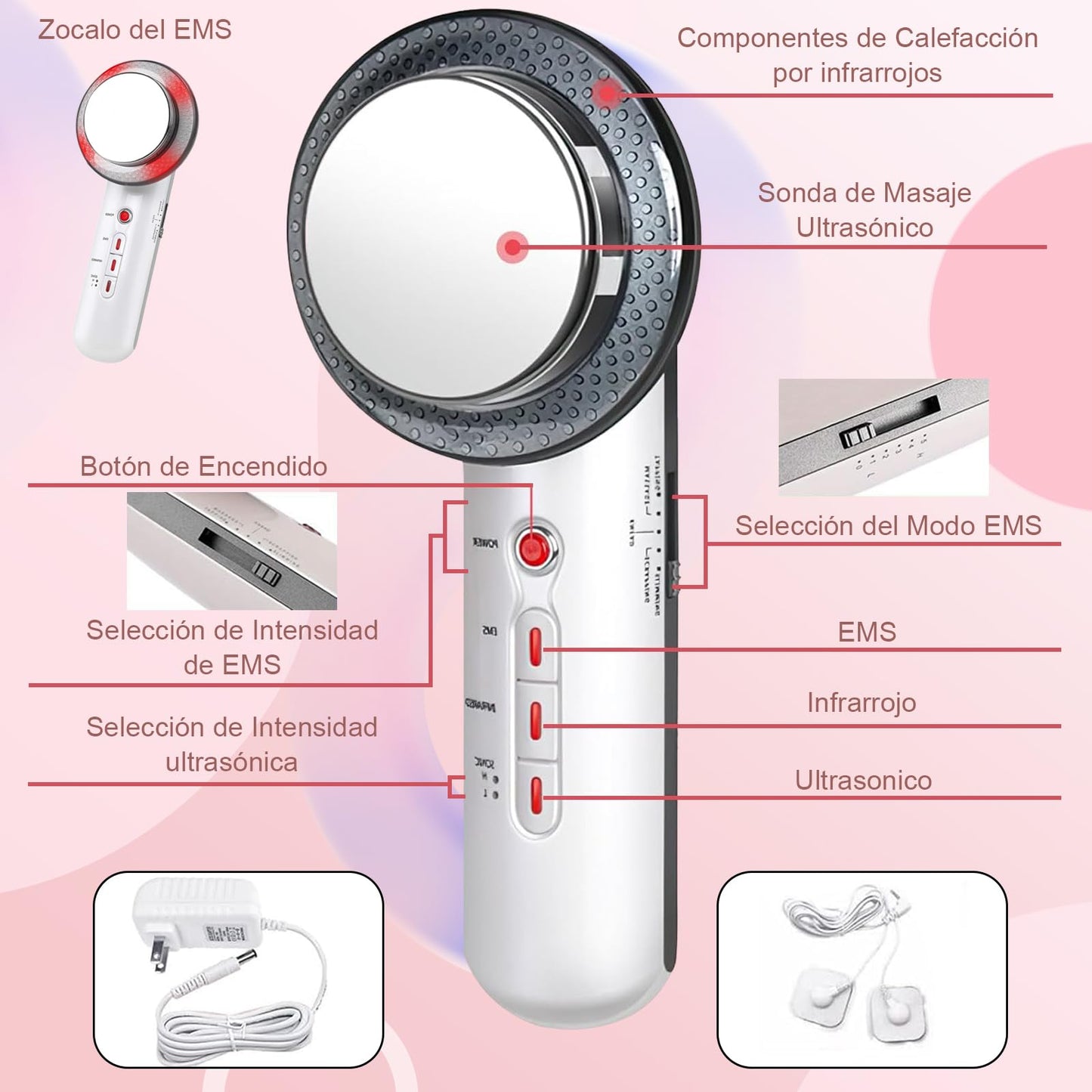 Masajeador Ultrasónica de Cavitación 3 en 1,Masajeador Electrico,para Brazo, Vientre, Cintura, Pierna