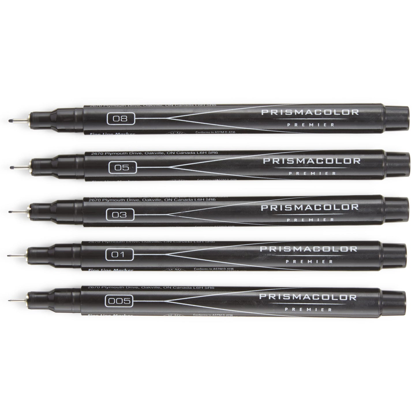 Prismacolor Premier Marcadores de ilustración, punta fina, Punta fina, Colores Variados, 5 unidades