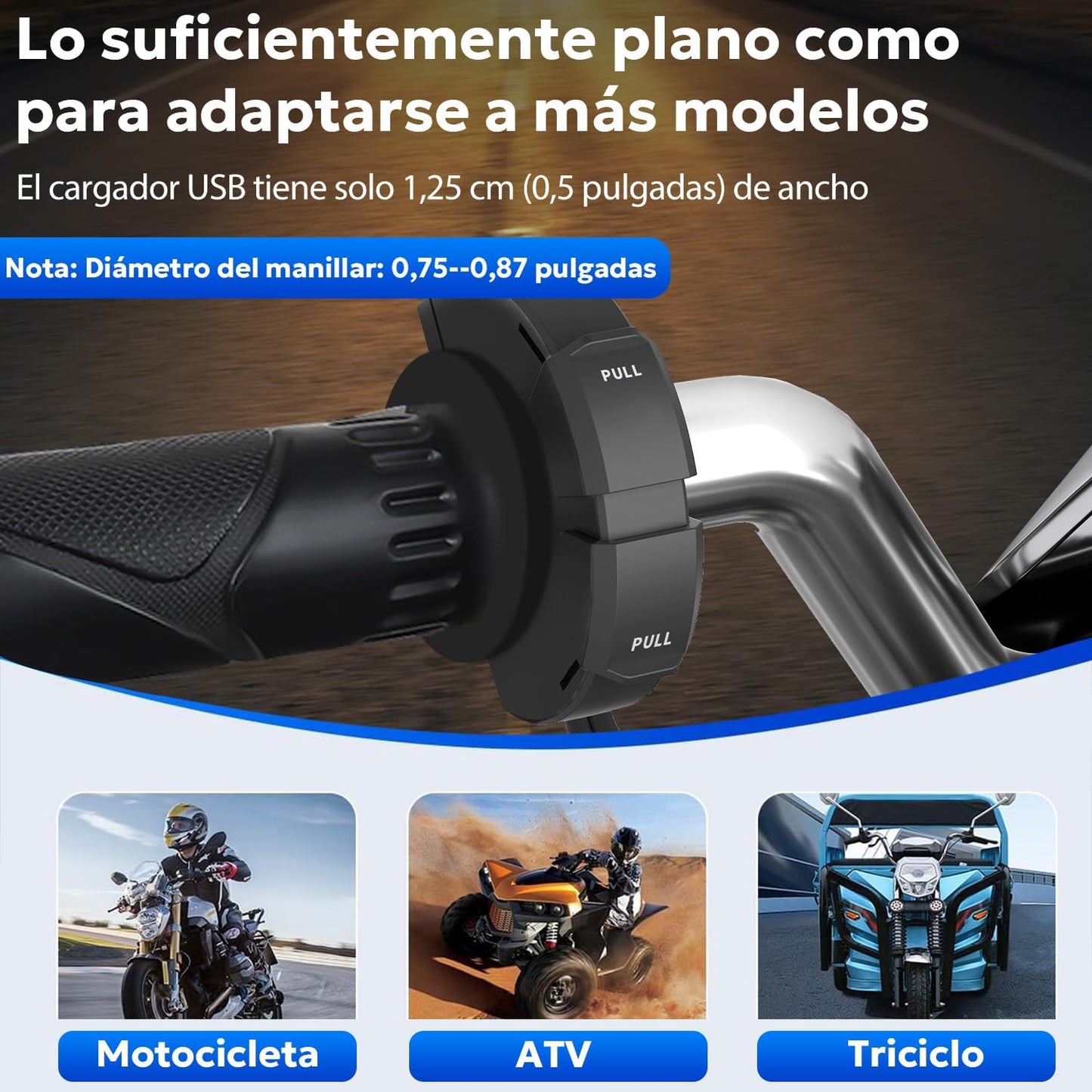 CYMUM - Cargador USB de teléfono para Motocicleta, USB Tipo c 30W PD Carga rápida 3.0 Cargador USB para Motocicleta Instalar en el Manillar
