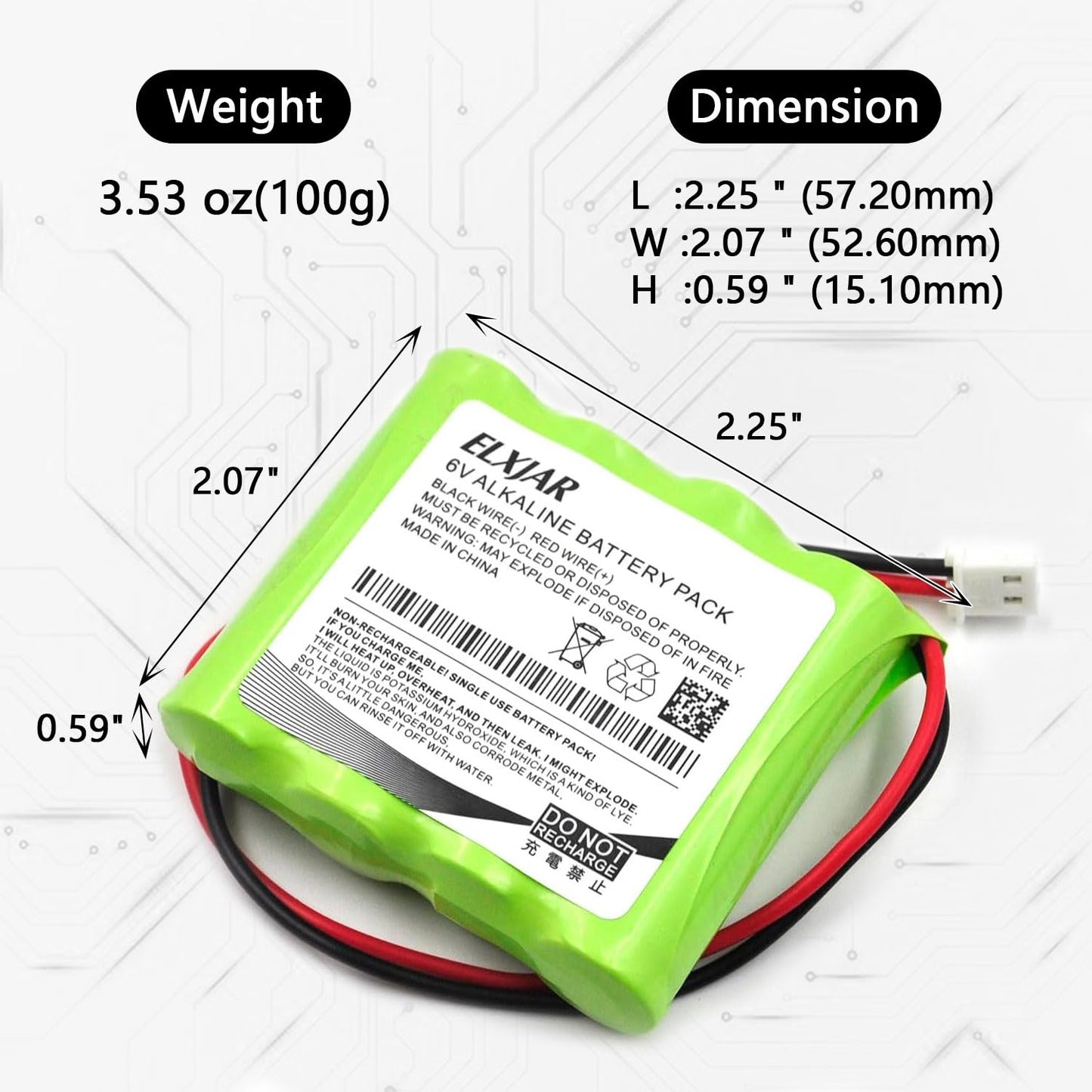 Coonyard - Batería alcalina de 6 V, 2700 mAh, repuesto no recargable para dispensador de desinfectante de manos PurelI ES8, L91VP-F4C, GPRHORW01018