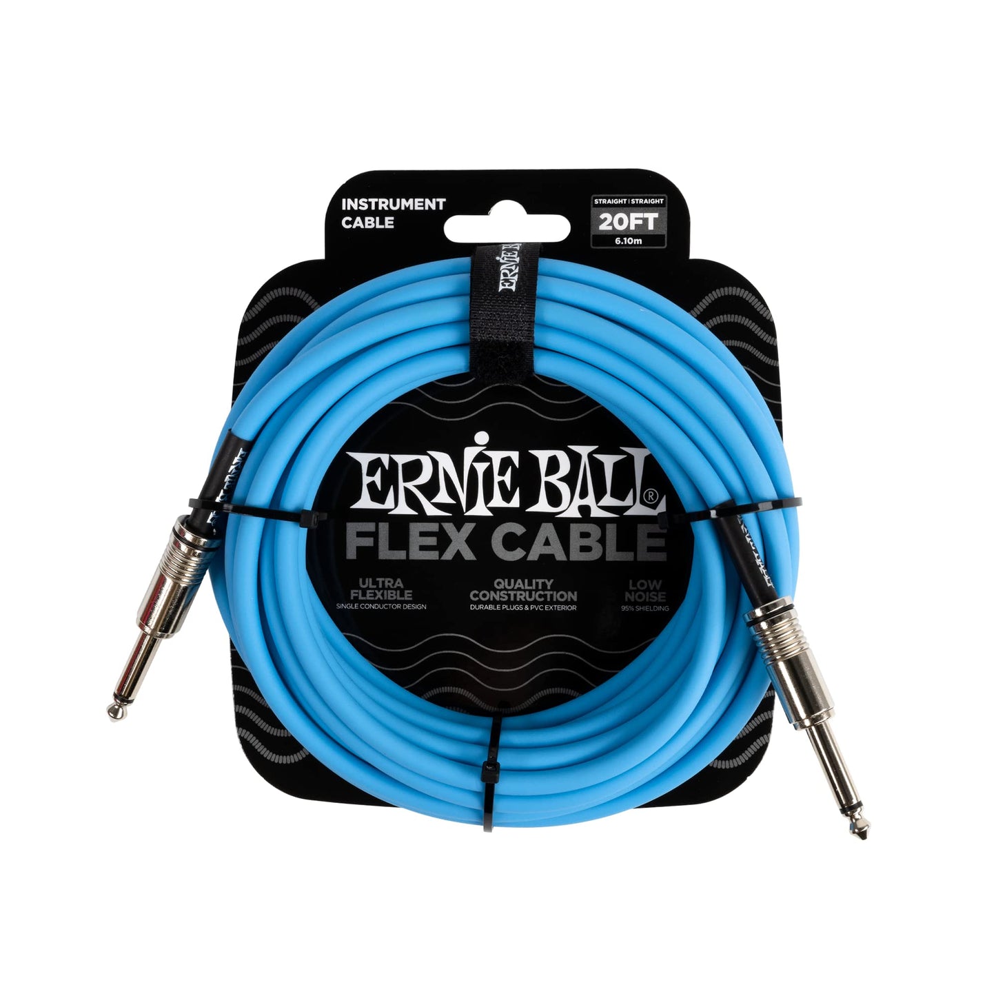 Ernie Ball Flex Cable para instrumentos, recto/recto, 6.1m - Azul