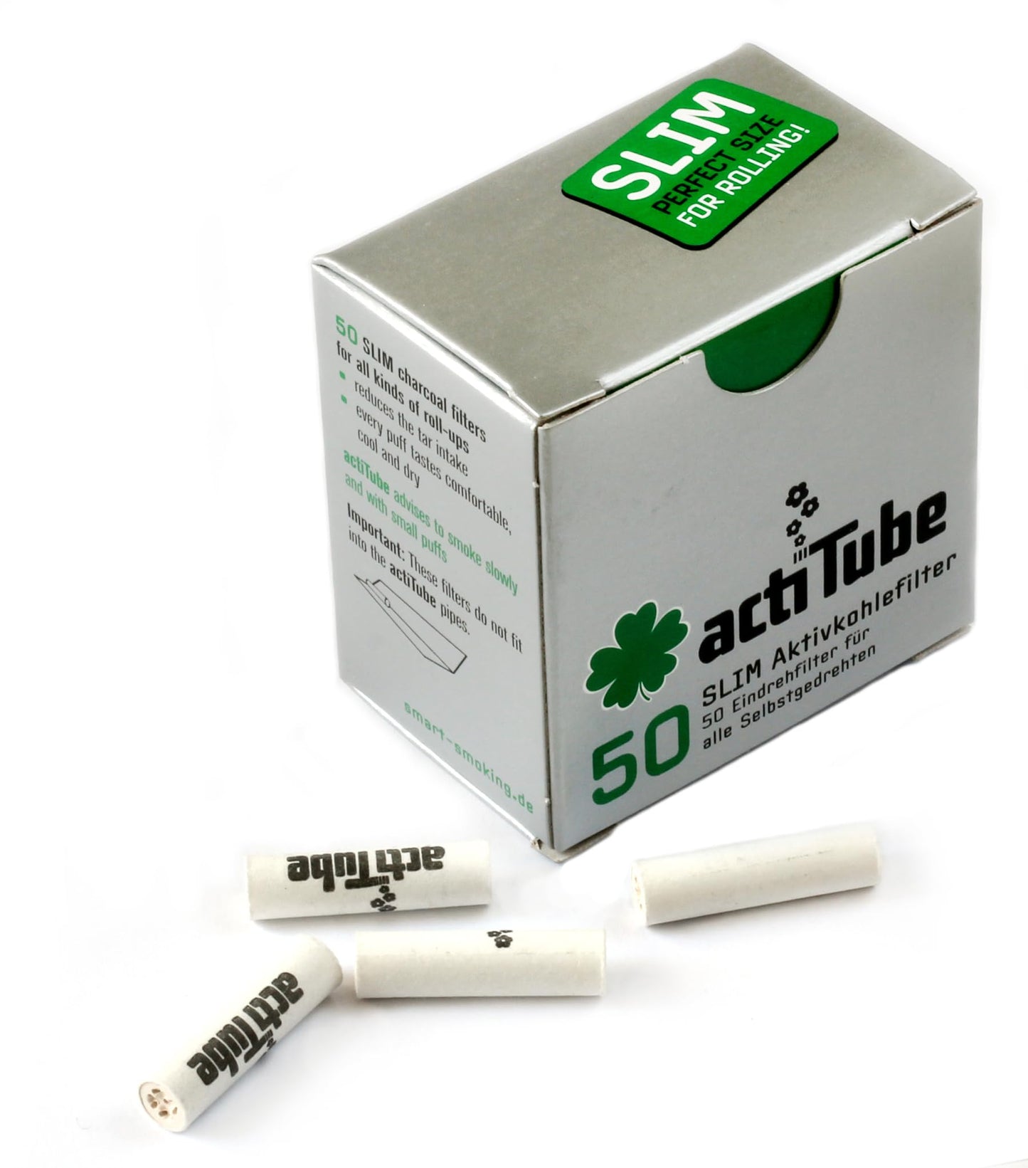 ActiTube Slim - Filtro de carbón activo (7 mm, 50 unidades)