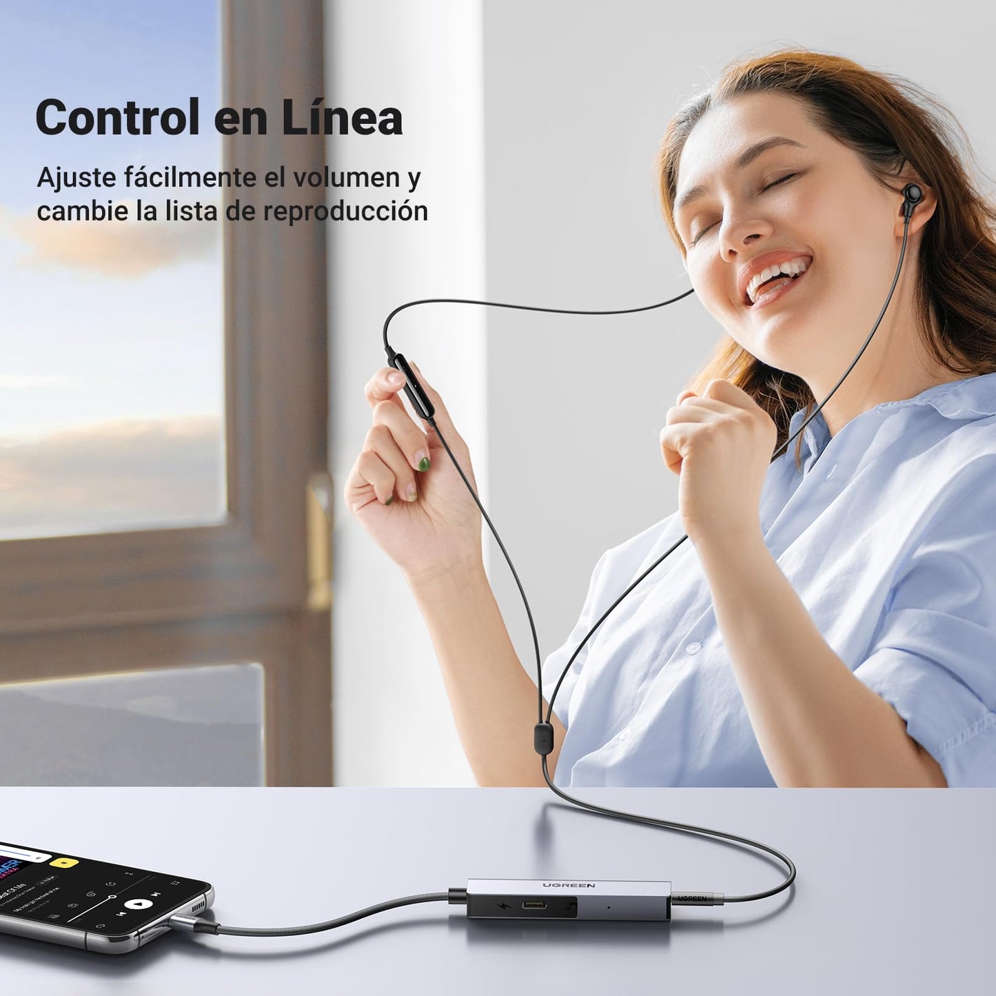 Adaptador USB C UGREEN Negro Hi-Res Carga Rápida 60W para Auriculares
