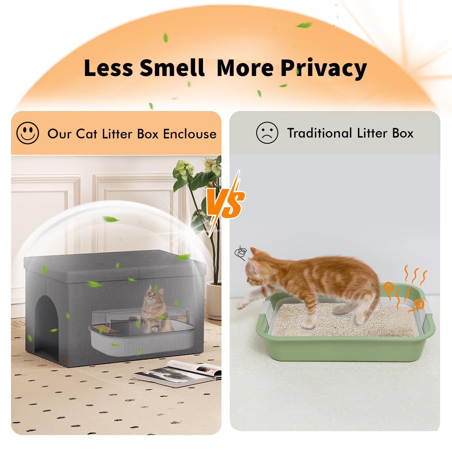 Caja de Arena Oculta para Gatos a Prueba de Perros de Fácil Montaje Mediana Gris