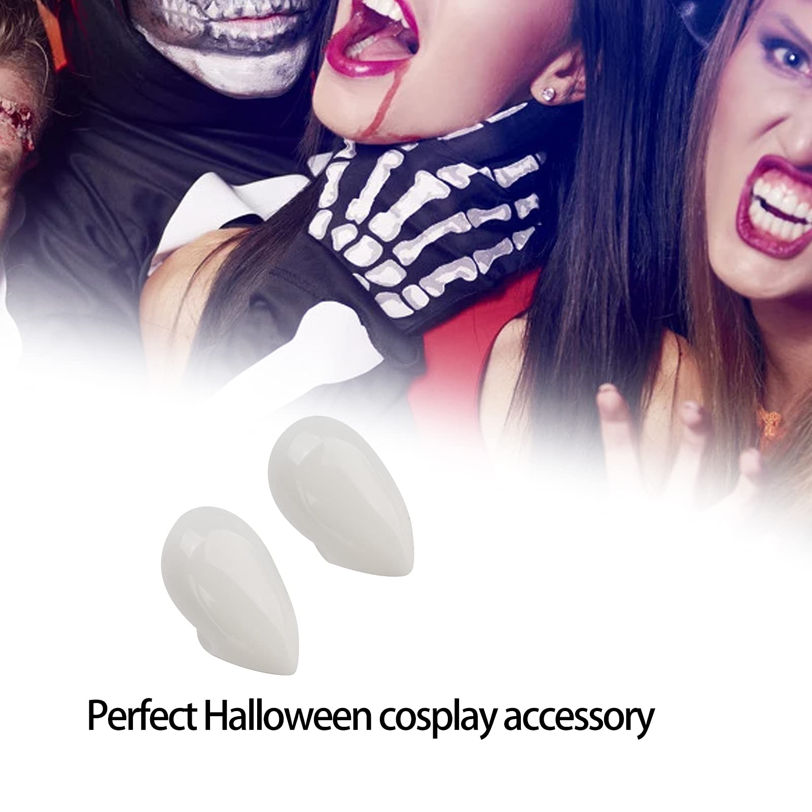 Colmillos Vampiro Cosplay Fiesta 13 mm Accesorio Disfraz para Hombre Lobo